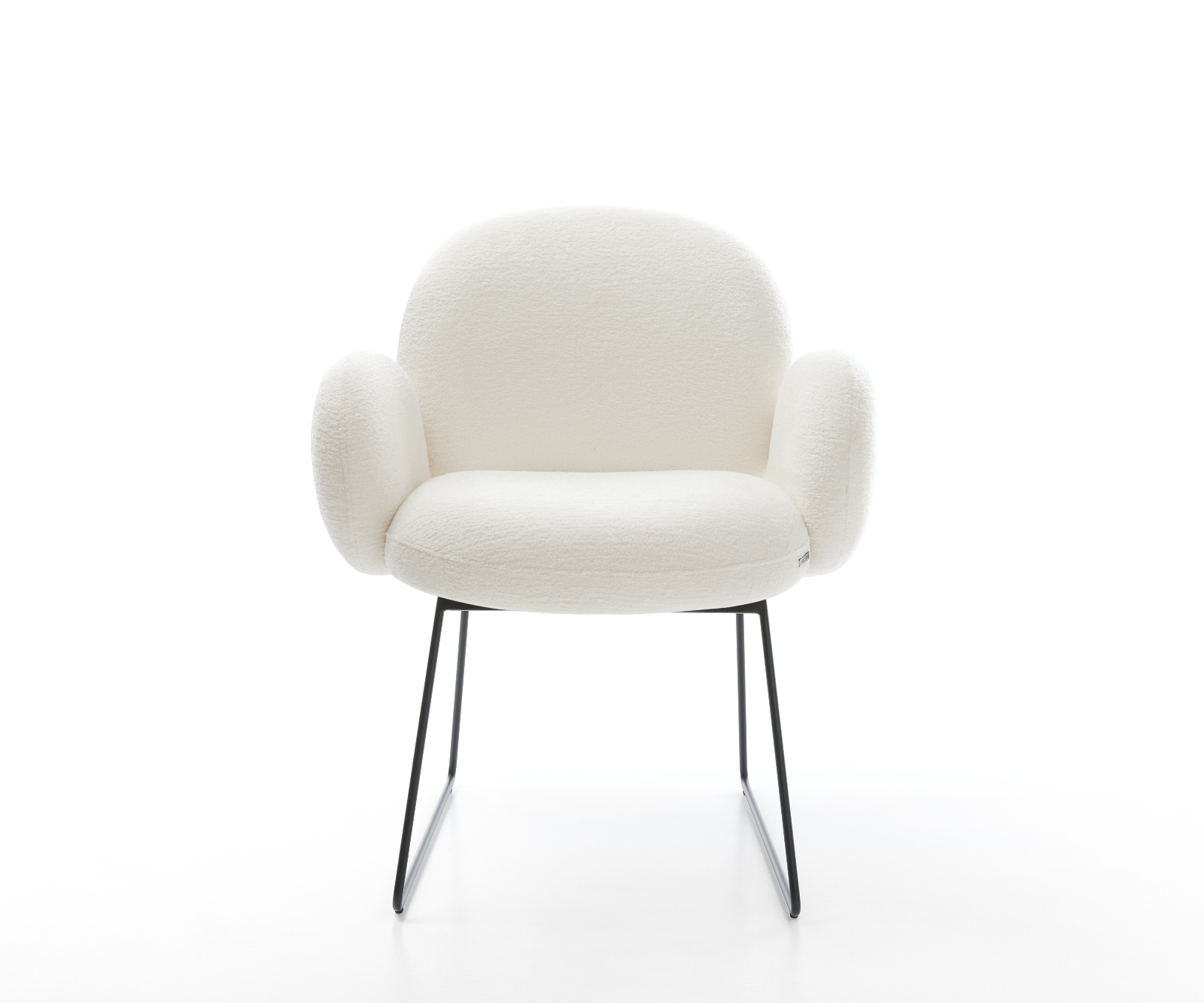 Jedálenská stolička Nube-Flex s opierkami bouclé mäkký béžová tenká podstava čierna vrecková pružina - Image 2