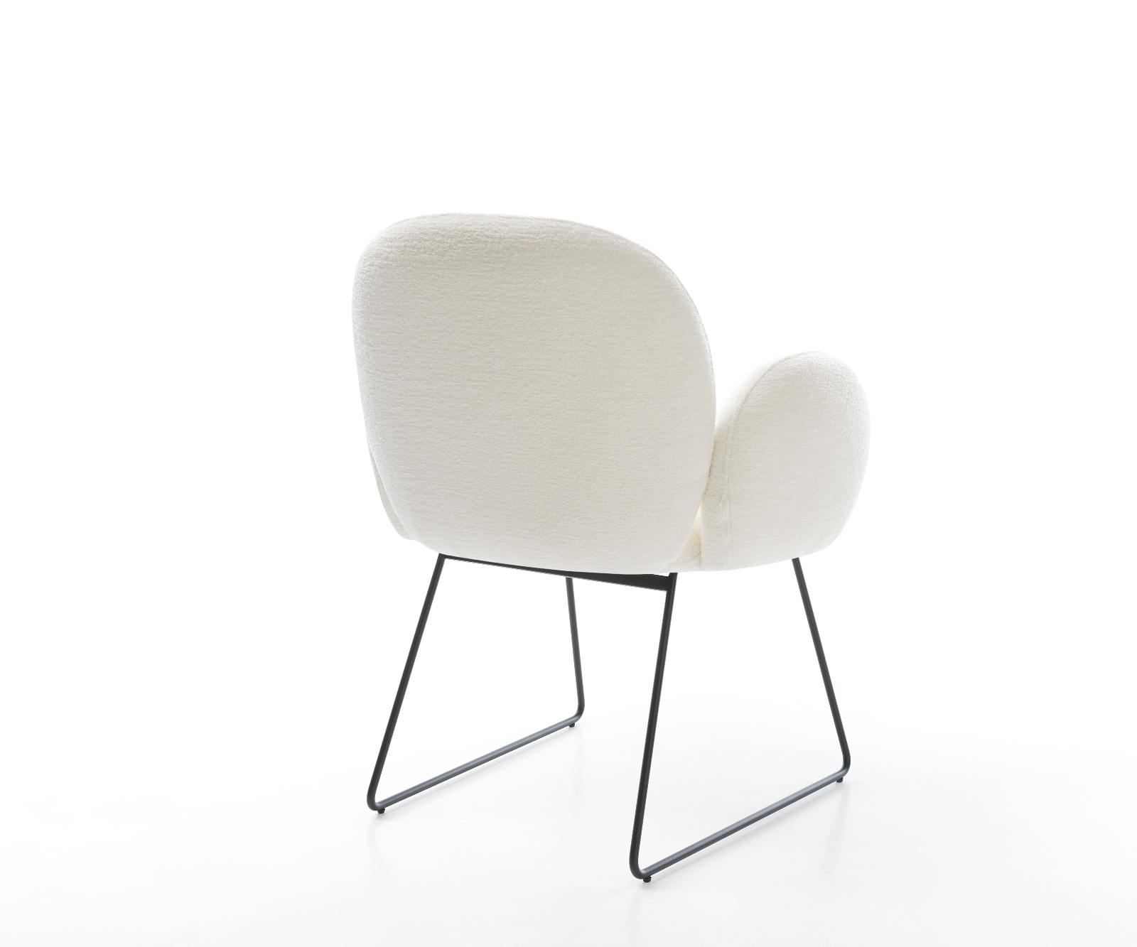 Jedálenská stolička Nube-Flex s opierkami bouclé mäkký béžová tenká podstava čierna vrecková pružina - Image 4