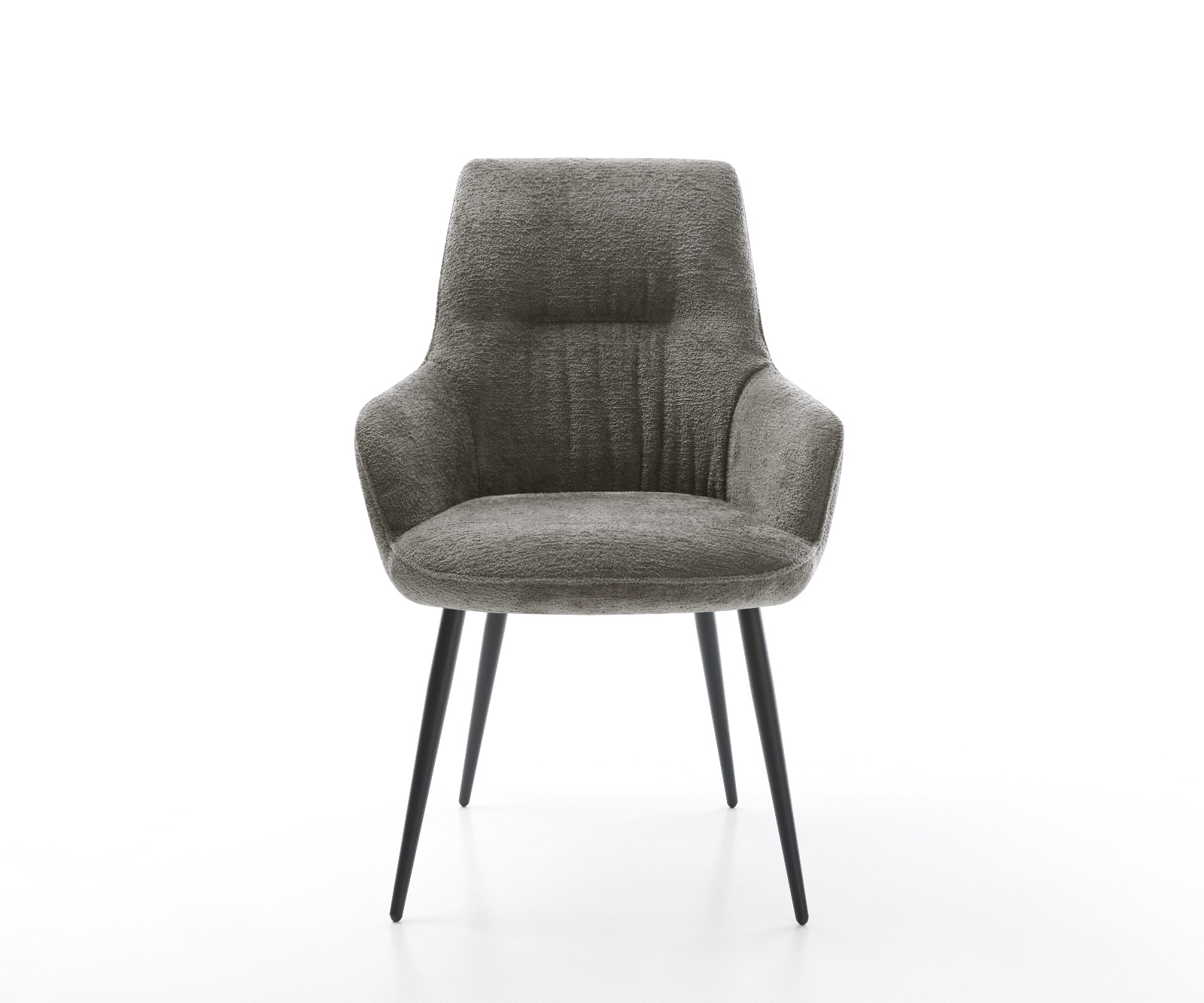 Jedálenská stolička Zelia-Flex s opierkami bouclé mäkký tmavobéžová 4-nohá zúžená čierna vrecková pružina - Image 2