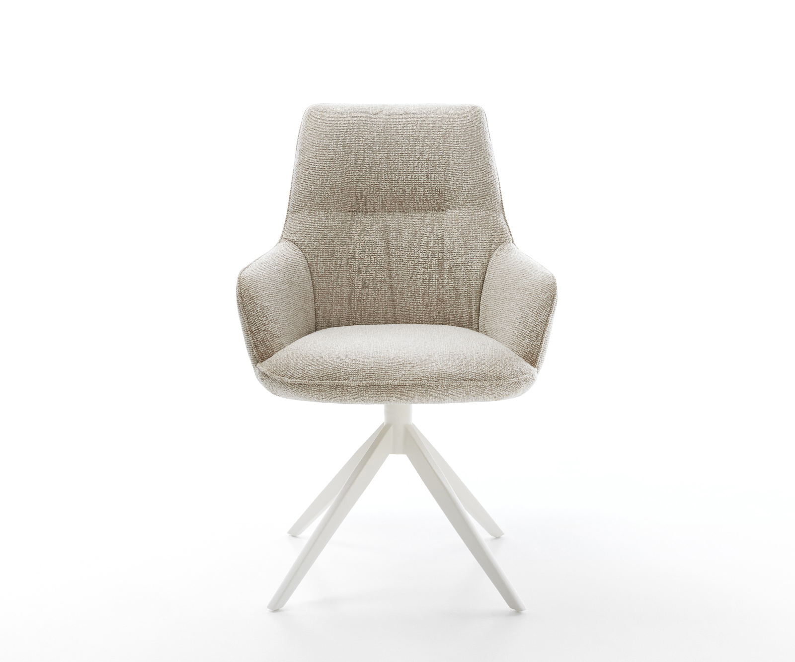 Jedálenská stolička Zelia-Flex s opierkami tkanina mäkká béžová krížová podstava široká biela 360° otočná hojdacia funkcia vrecková pružina - Image 2