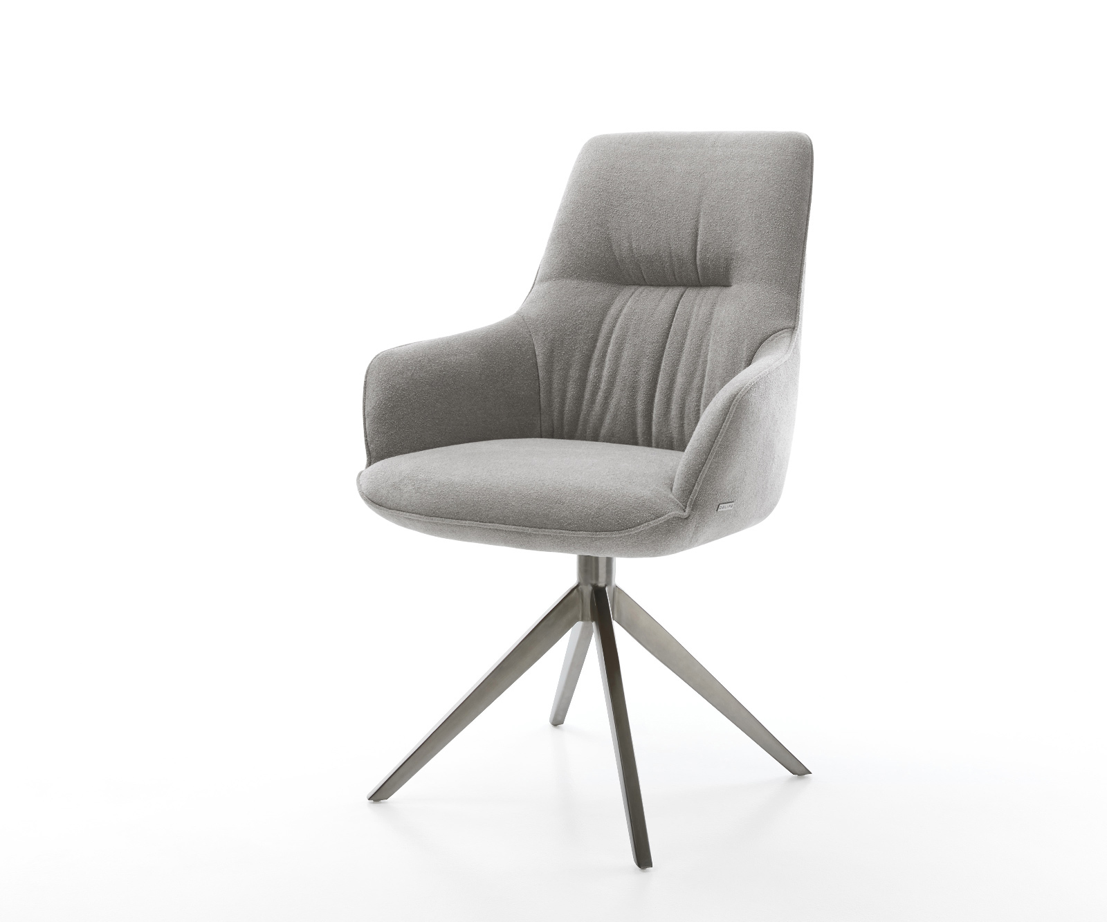 Jedálenská stolička Zelia-Flex s opierkami texturovaná látka mäkká sivá krížová podstava široká grafitová 360° otočná hojdacia funkcia vrecková pružina