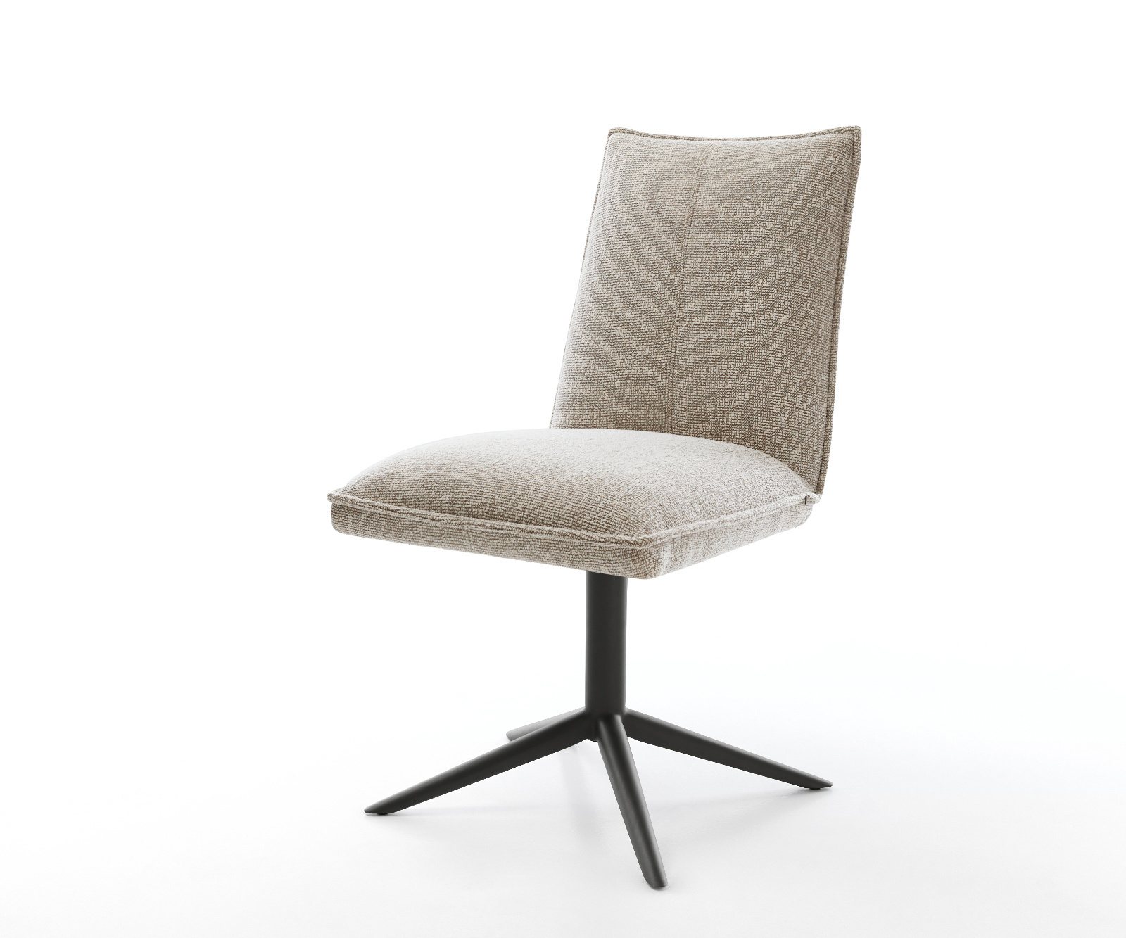 Jedálenská stolička Lelio-Flex tkanina mäkká béžová čierna krížová podstava 360° otočný hojdacia funkcia vrecková pružina