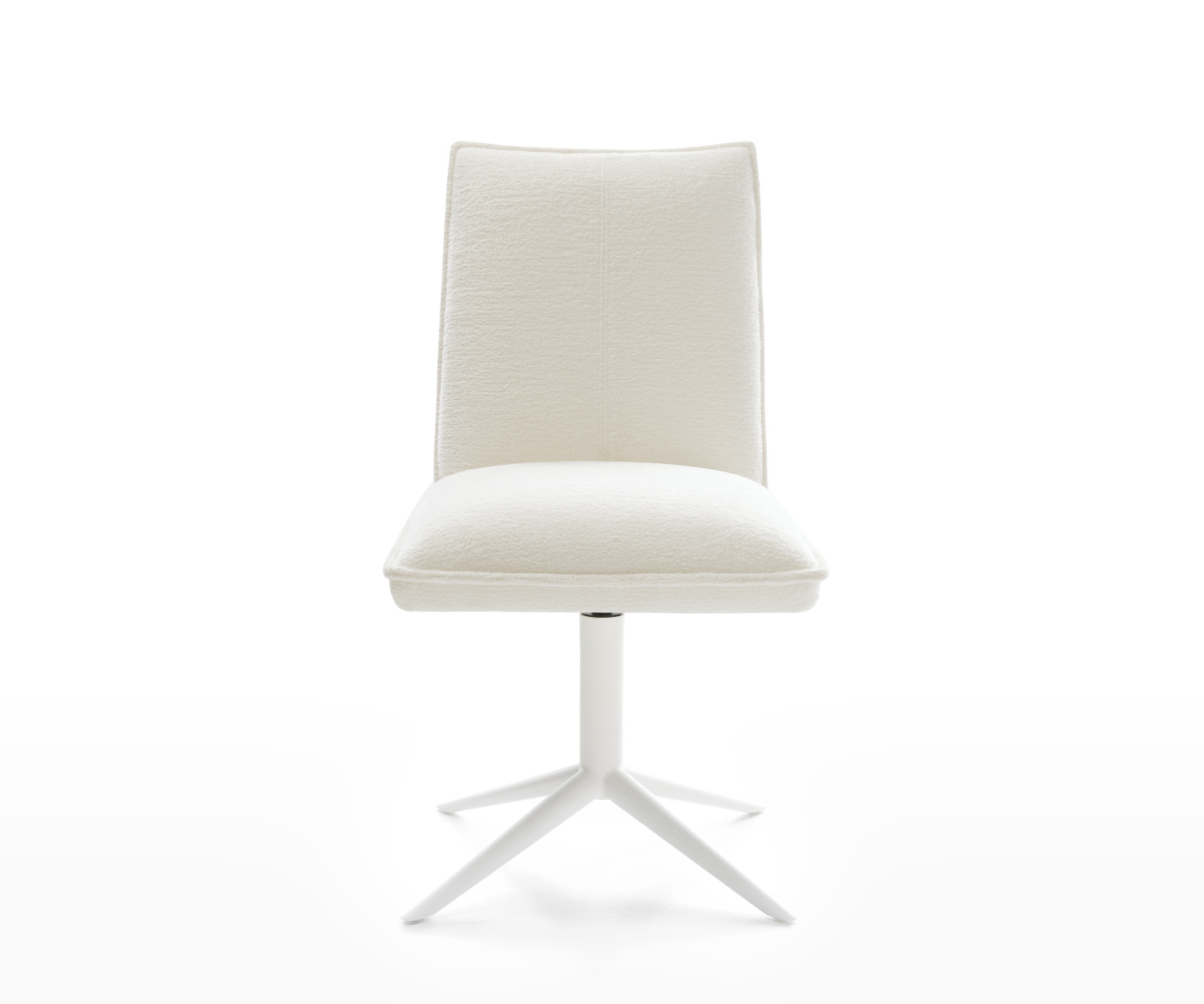 Jedálenská stolička Lelio-Flex bouclé mäkký béžová podstava biela 360° otočný hojdacia funkcia vrecková pružina - Image 2