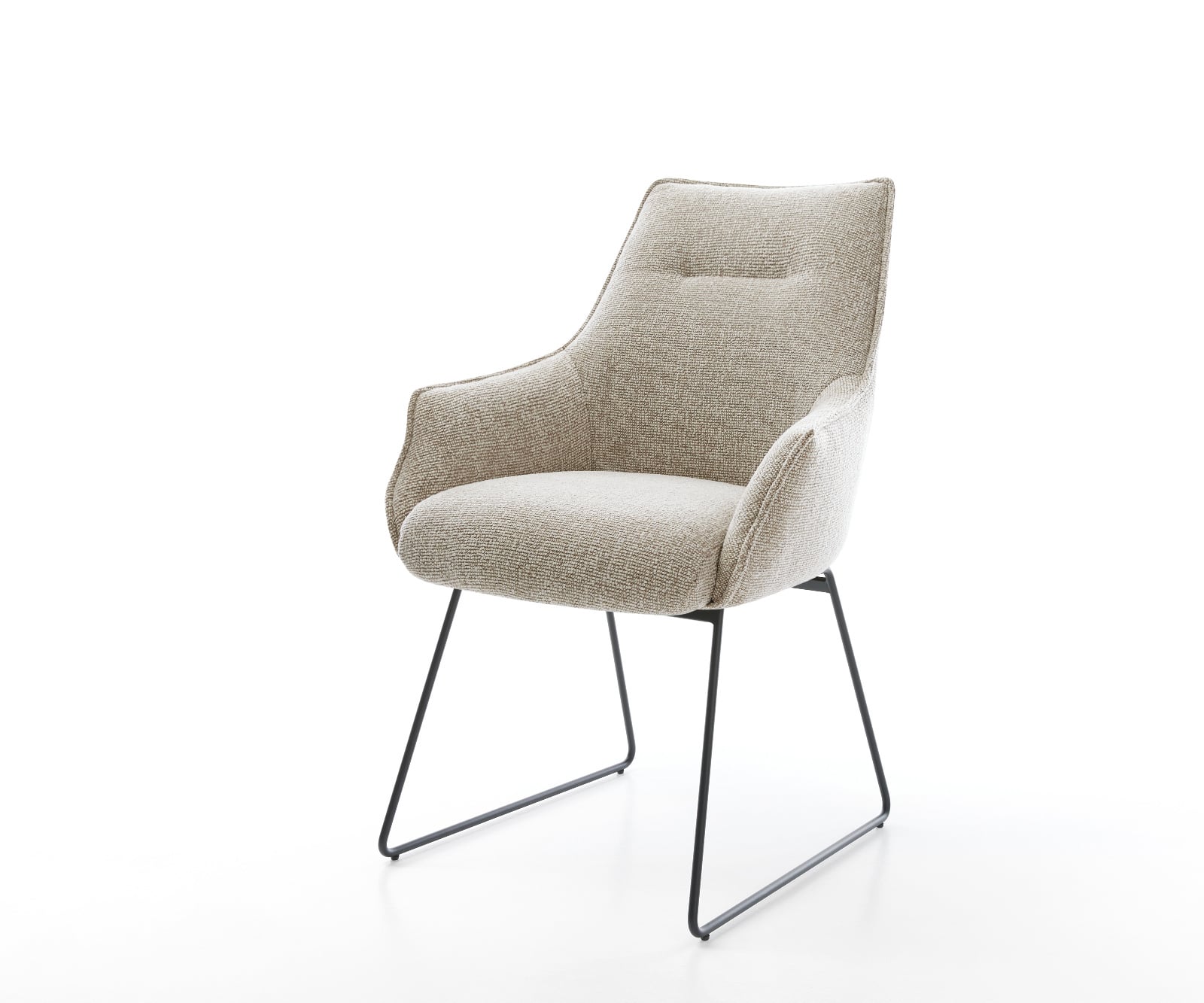 Jedálenská stolička Alja-Flex s opierkami tkanina mäkký béžová tenká podstava čierna vrecková pružina