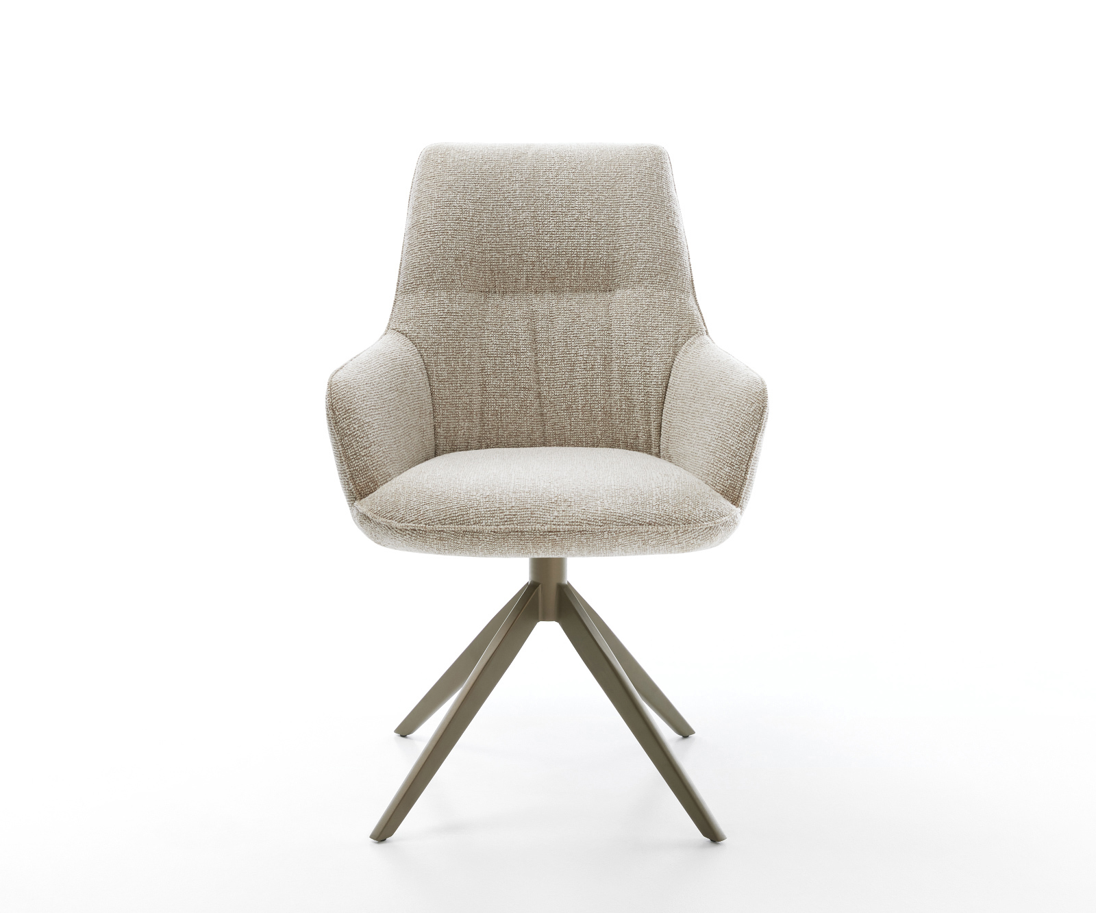 Jedálenská stolička Zelia-Flex s opierkami tkanina mäkká béžová krížová podstava široká titánová farba 360° otočná hojdacia funkcia vrecková pružina - Image 2