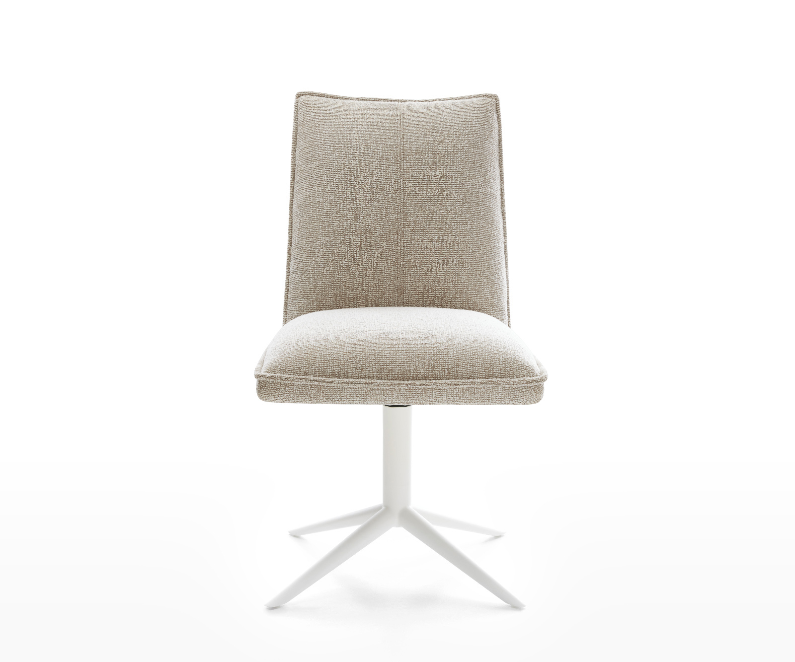 Jedálenská stolička Lelio-Flex tkanina mäkký béžová krížová podstava biela 360° otočný hojdacia funkcia vrecková pružina - Image 2