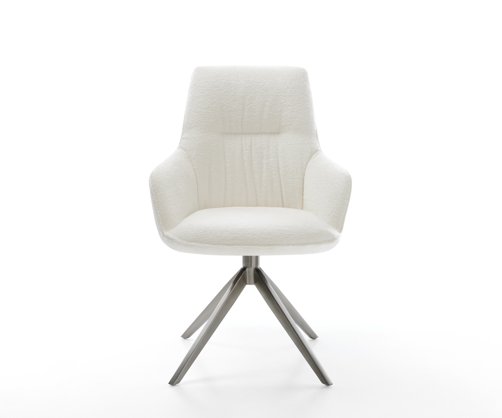 Jedálenská stolička Zelia-Flex s opierkami bouclé mäkký béžová krížová podstava široká grafitová 360° otočná hojdacia funkcia vrecková pružina - Image 2