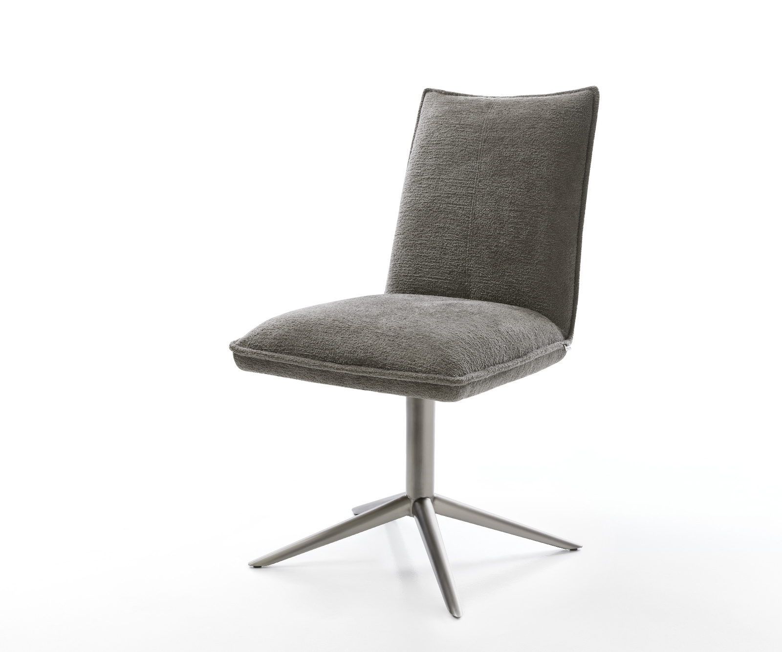 Jedálenská stolička Lelio-Flex bouclé mäkký tmavobéžová podstava grafitová 360° otočný kolískacia funkcia vrecková pružina