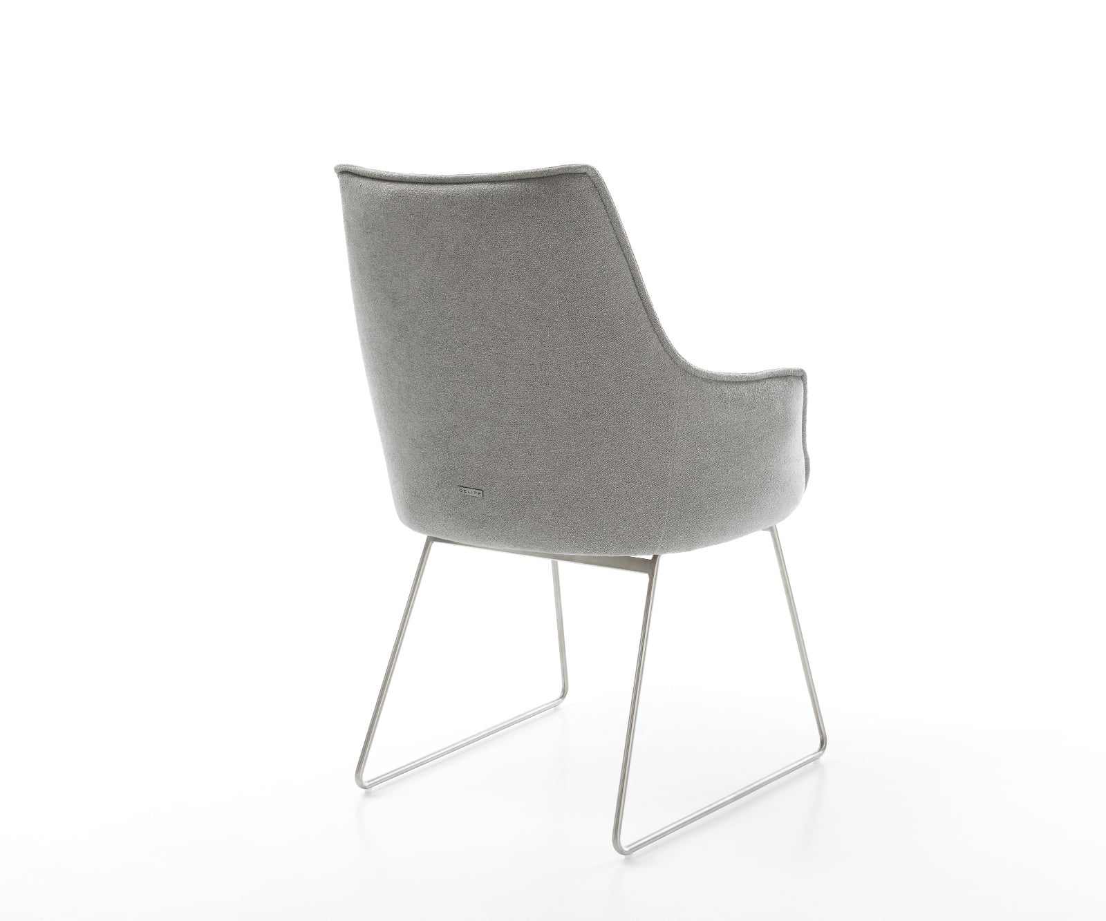 Jedálenská stolička Alja-Flex s opierkami texturovaná látka mäkká sivá tenká podstava nerezová oceľ vrecková pružina - Image 5