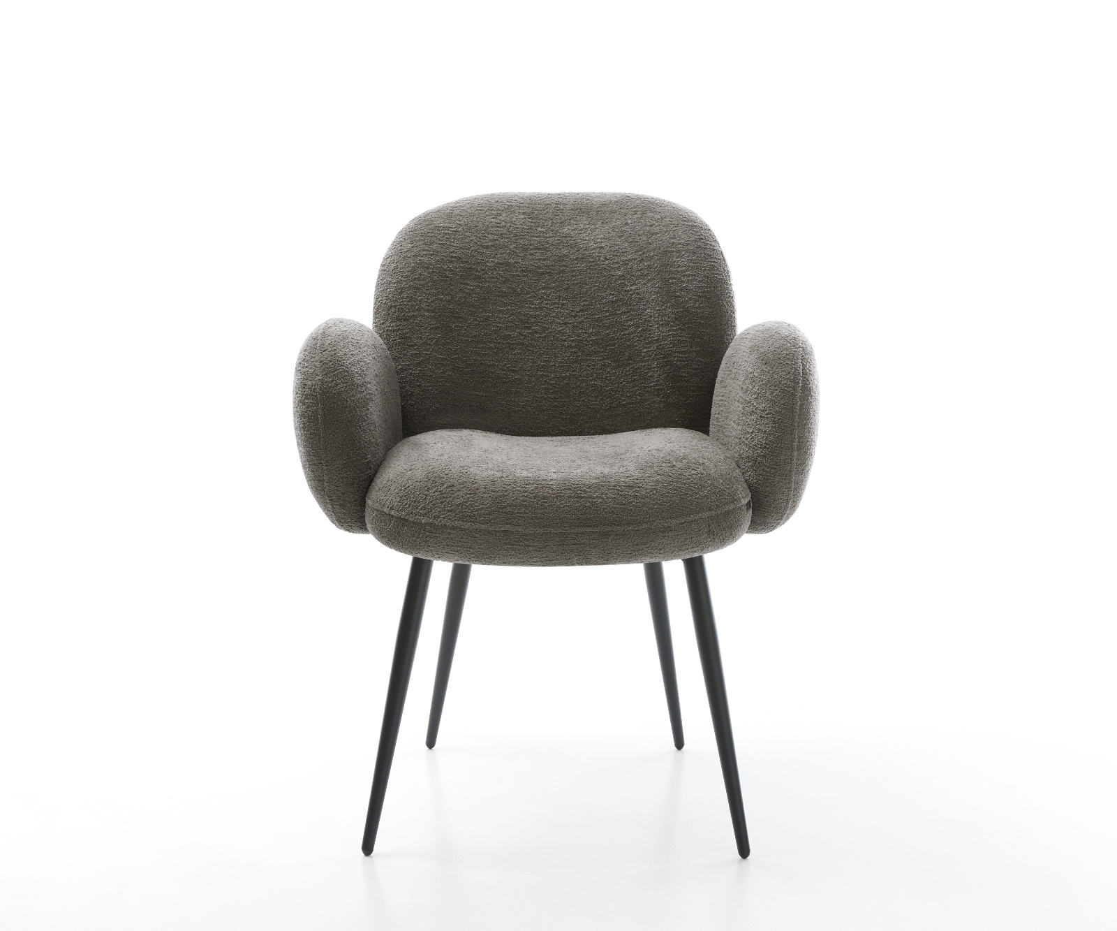 Jedálenská stolička Nube-Flex s opierkami bouclé mäkký tmavobéžová 4-nohá zúžená čierna vrecková pružina - Image 2