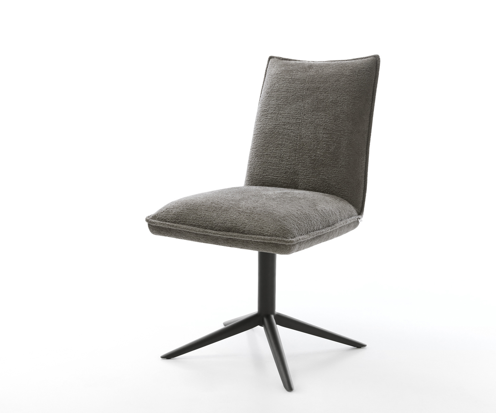 Jedálenská stolička Lelio-Flex bouclé mäkký tmavobéžová krížová podstava čierna 360° otočný hojdacia funkcia vrecková pružina