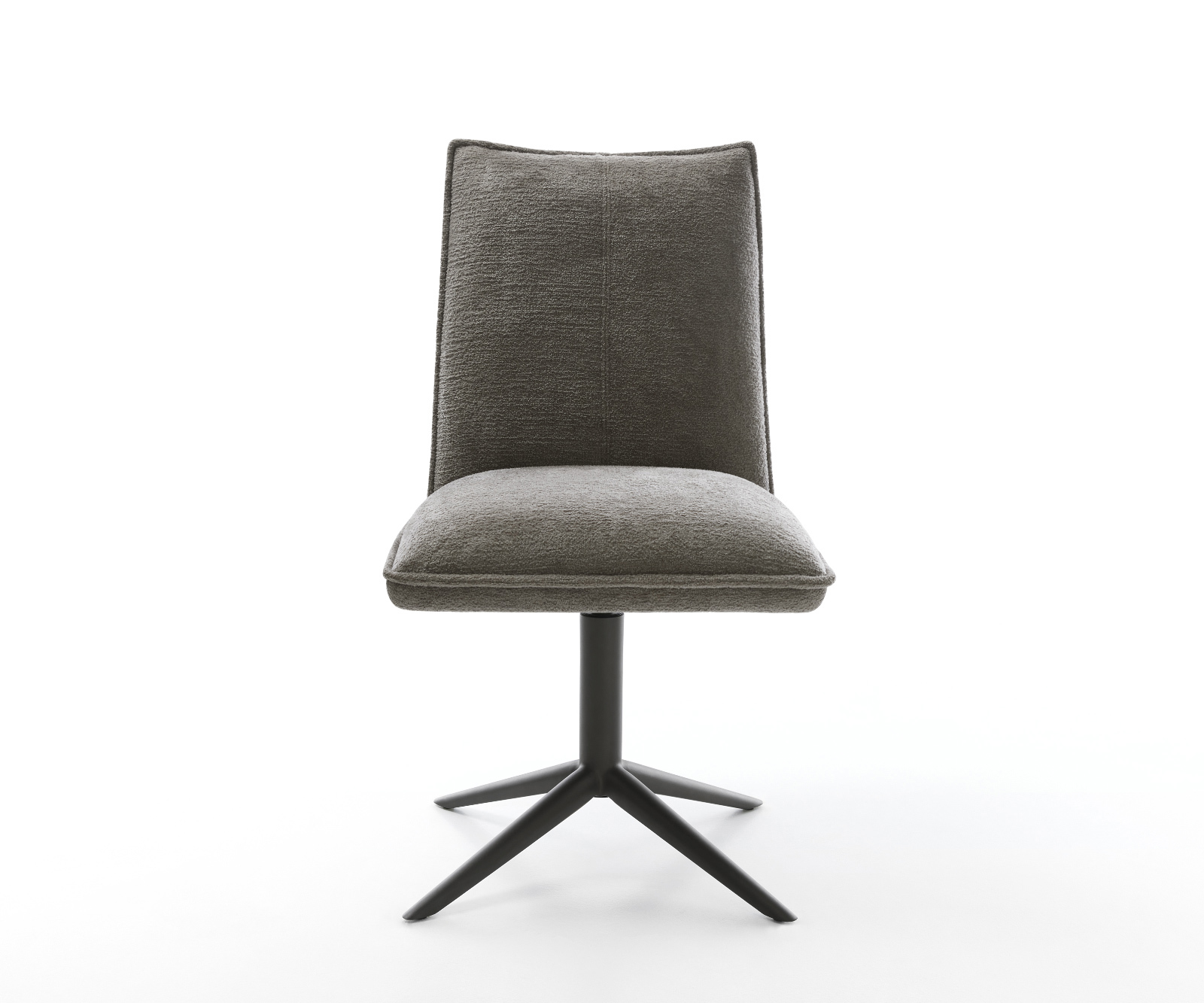 Jedálenská stolička Lelio-Flex bouclé mäkký tmavobéžová krížová podstava čierna 360° otočný hojdacia funkcia vrecková pružina - Image 2