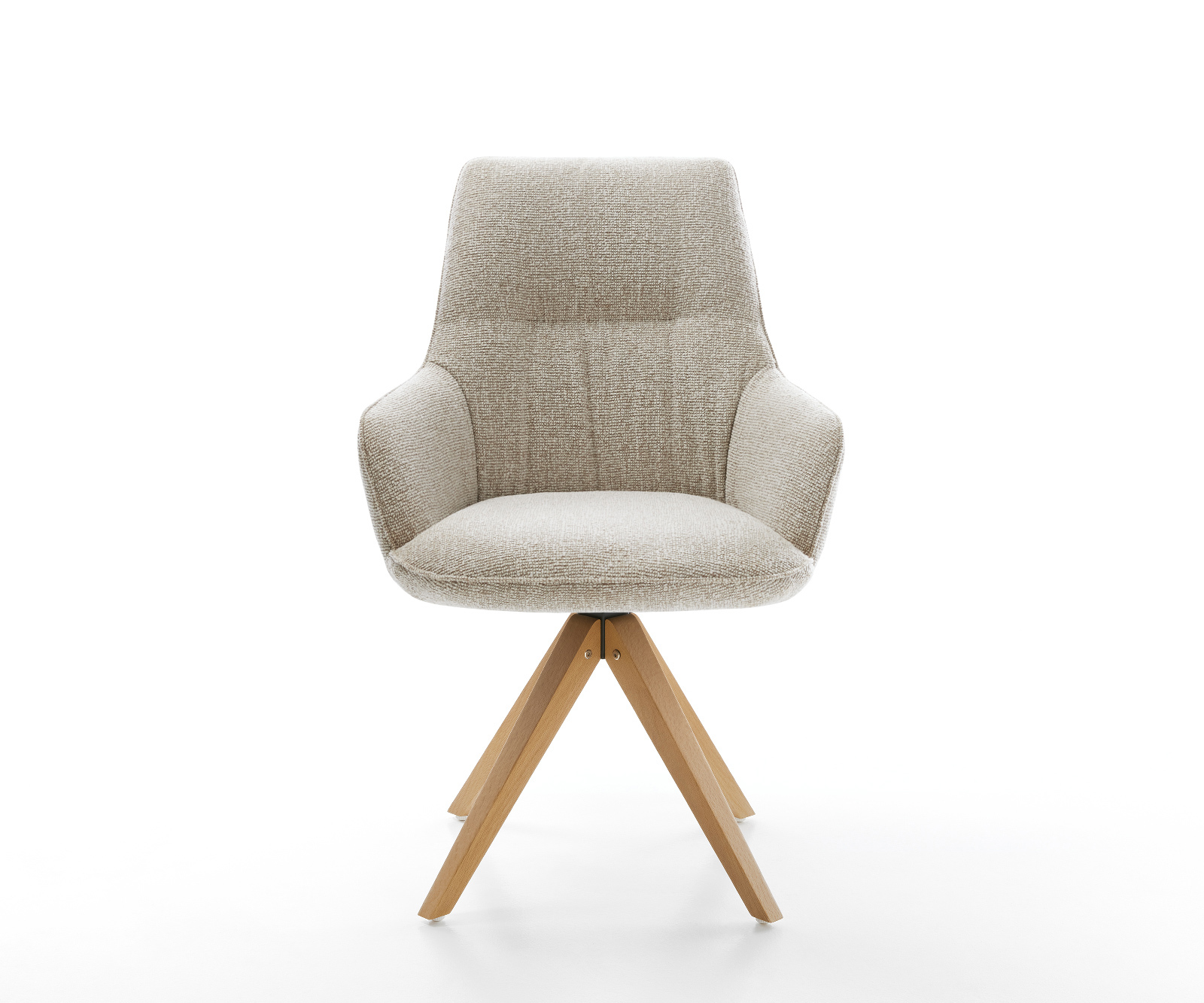 Jedálenská stolička Zelia-Flex s opierkami tkaná látka mäkká béžová drevená podstava hranatá prírodná 180° otočný vrecková pružina - Image 2