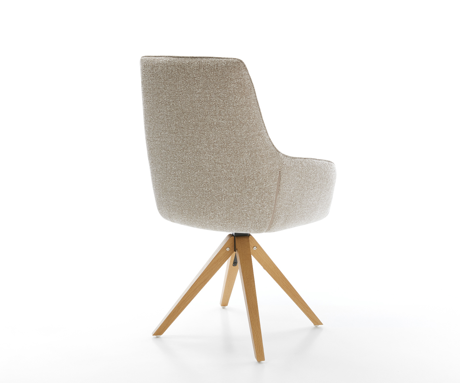 Jedálenská stolička Zelia-Flex s opierkami tkaná látka mäkká béžová drevená podstava hranatá prírodná 180° otočný vrecková pružina - Image 5