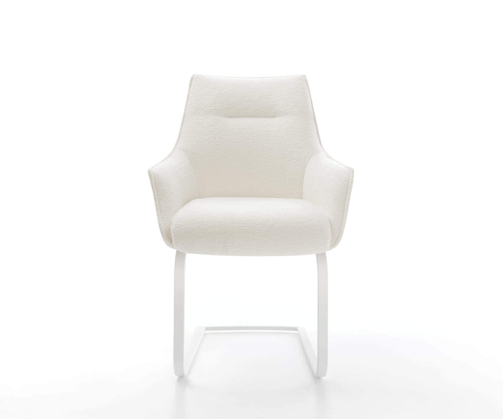 Konzolová jedálenská stolička Alja-Flex s opierkami bouclé mäkký béžová konzolová jedálenská stolička plochá biela vrecková pružina - Image 2