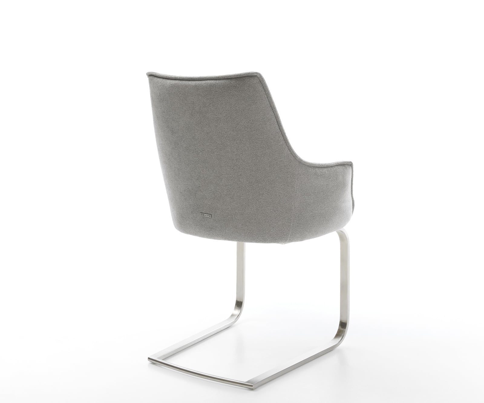 Konzolová jedálenská stolička Alja-Flex s opierkami texturovaná látka mäkká sivá konzolová jedálenská stolička plochá nerezová oceľ vrecková pružina - Image 5