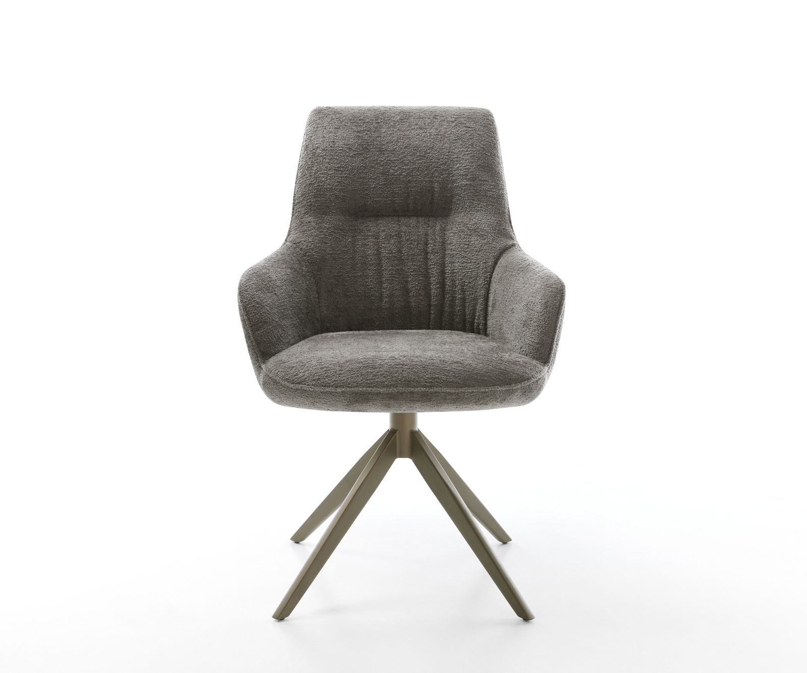 Jedálenská stolička Zelia-Flex s opierkami bouclé mäkký tmavobéžová krížová podstava široká titánová farba 360° otočný kolískacia funkcia vrecková pružina - Image 2