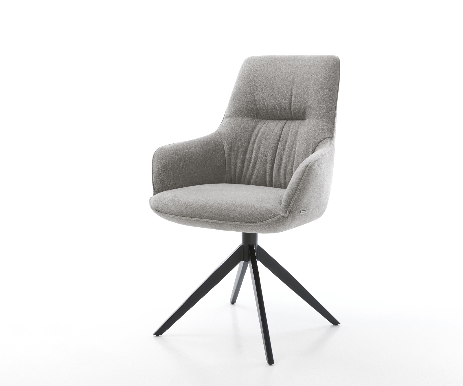 Jedálenská stolička Zelia-Flex s opierkami texturovaná látka mäkký sivá krížová podstava široká čierna otočný 360° kolískacia funkcia vrecková pružina