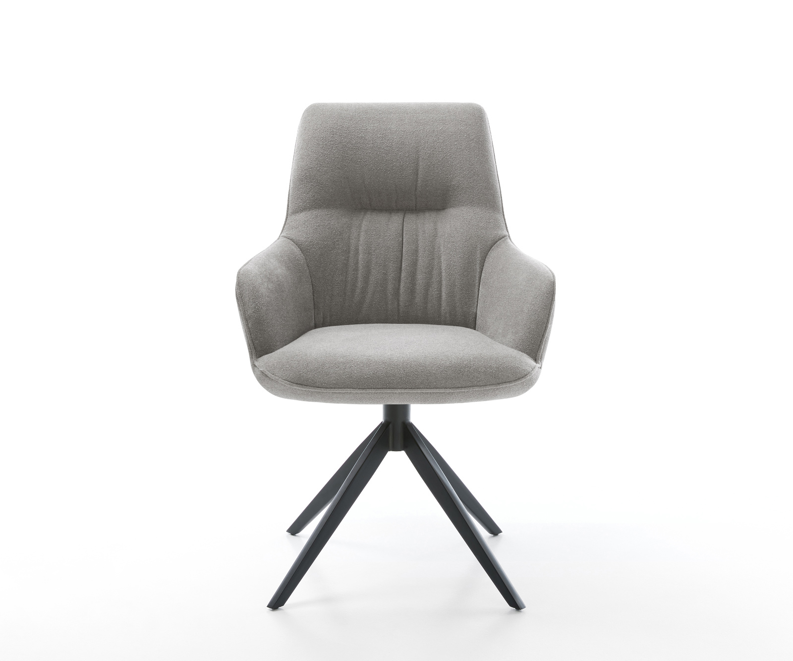 Jedálenská stolička Zelia-Flex s opierkami texturovaná látka mäkký sivá krížová podstava široká čierna otočný 360° kolískacia funkcia vrecková pružina - Image 2