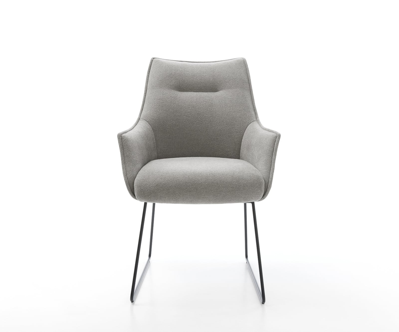 Jedálenská stolička Alja-Flex s opierkami texturovaná látka mäkký sivá tenká podstava čierna vrecková pružina - Image 2