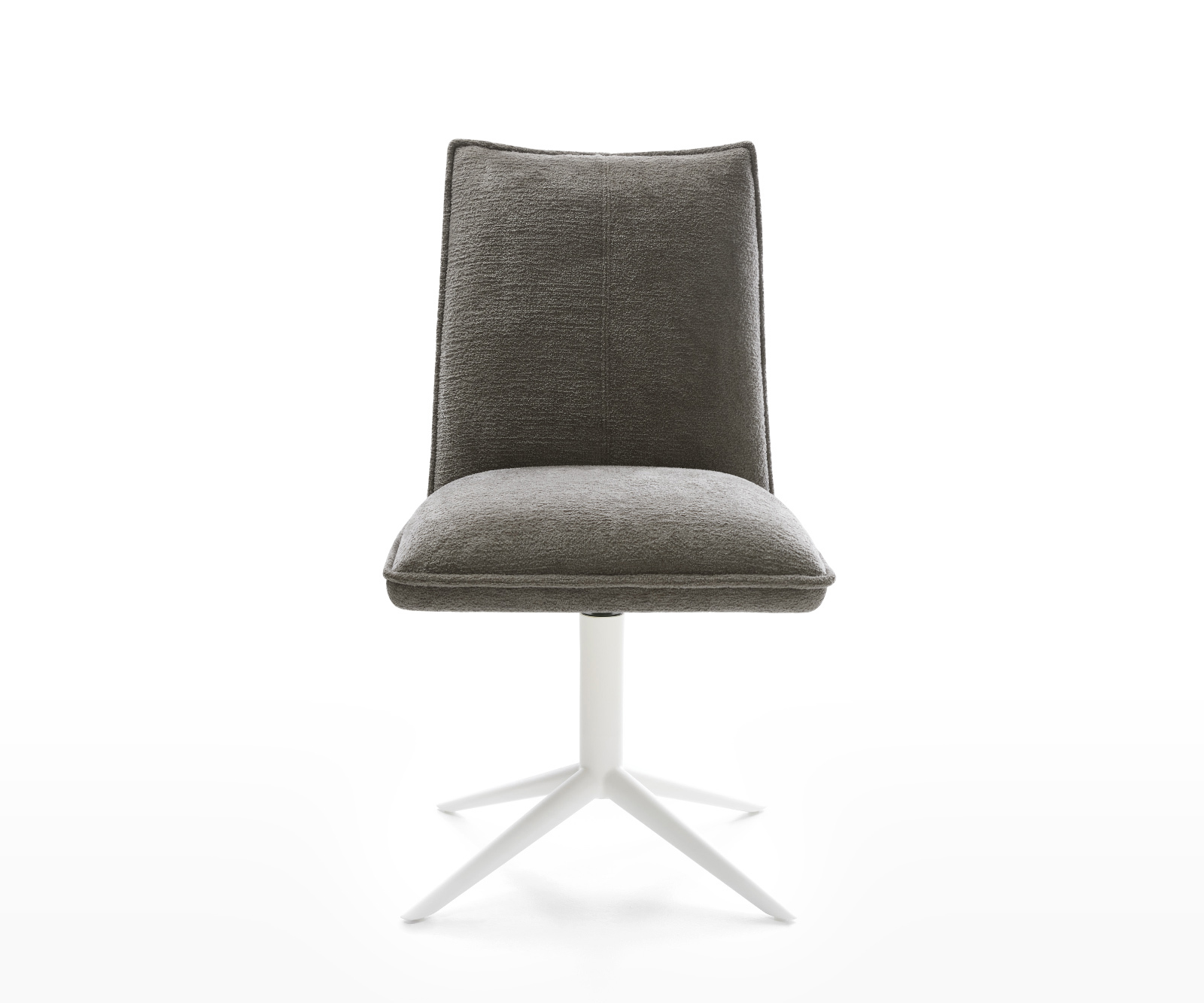 Jedálenská stolička Lelio-Flex bouclé mäkký tmavobéžová krížová podstava biela otočný 360° hojdacia funkcia vrecková pružina - Image 2