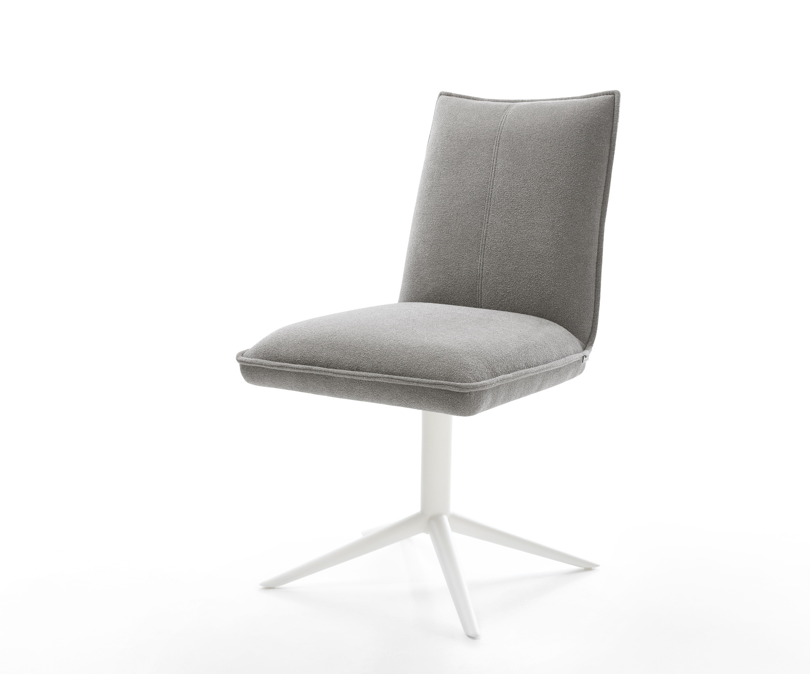 Jedálenská stolička Lelio-Flex texturovaná látka mäkký sivá krížová podstava biela 360° otočný hojdacia funkcia vrecková pružina