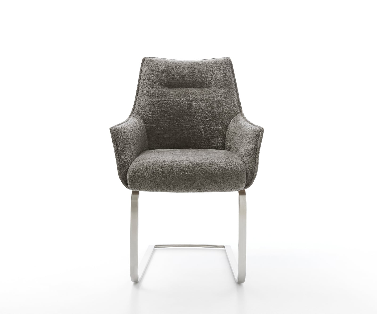 Konzolová jedálenská stolička Alja-Flex s opierkami bouclé mäkký tmavobéžová konzolová jedálenská stolička plochý nerezová oceľ vrecková pružina - Image 2