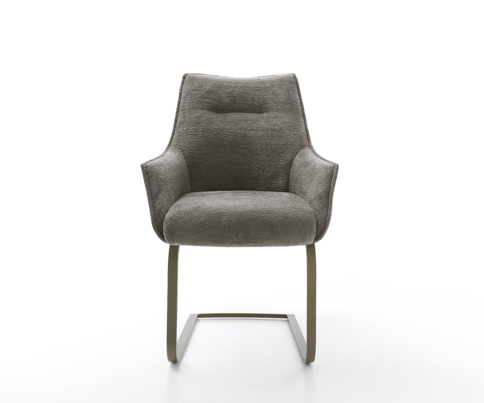 Konzolová jedálenská stolička Alja-Flex s opierkami bouclé mäkký tmavobéžová konzolová jedálenská stolička plochý titánová farba vrecková pružina - Image 2