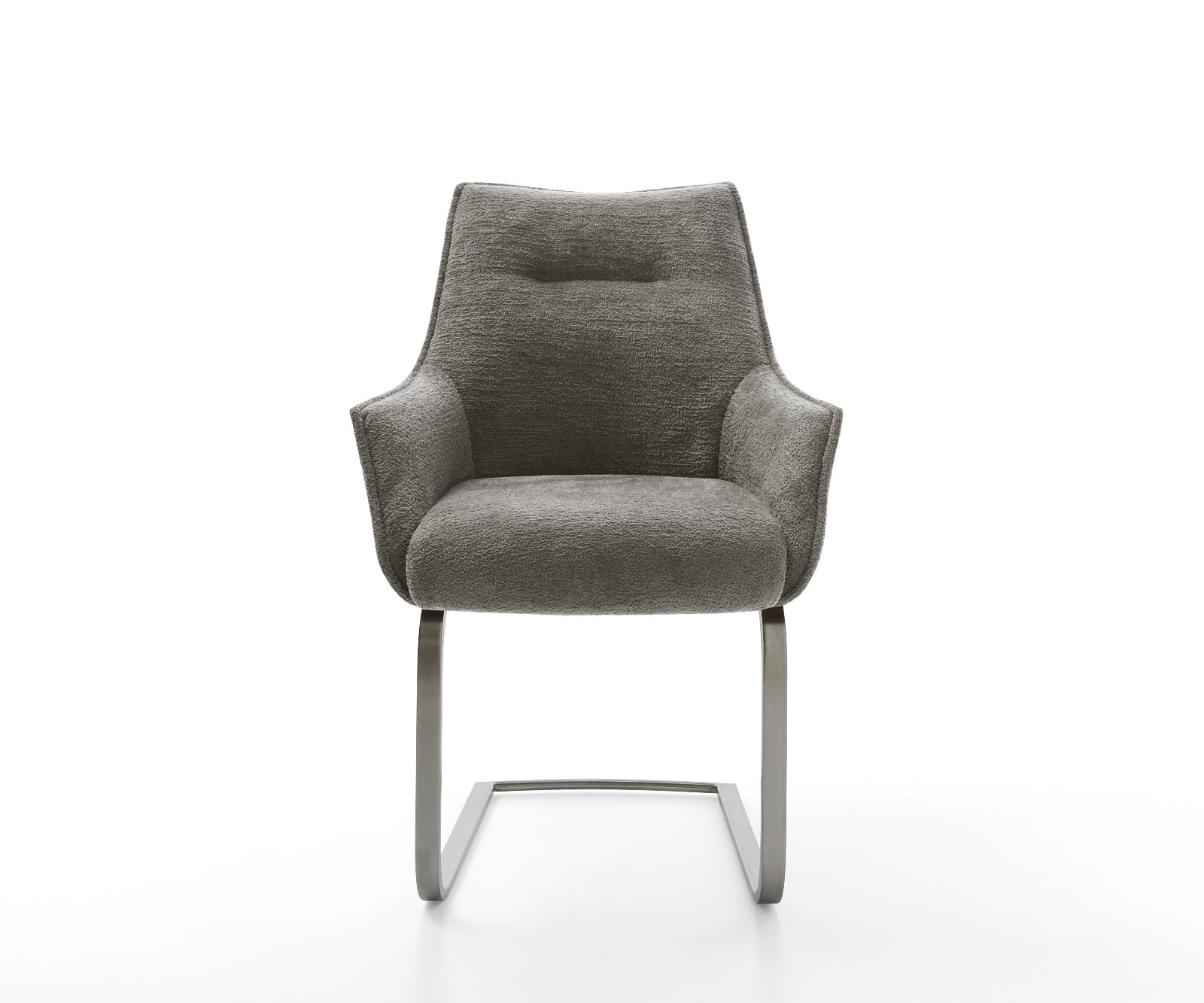 Konzolová jedálenská stolička Alja-Flex s opierkami bouclé mäkký tmavobéžová konzolová jedálenská stolička plochý grafit vrecková pružina - Image 2