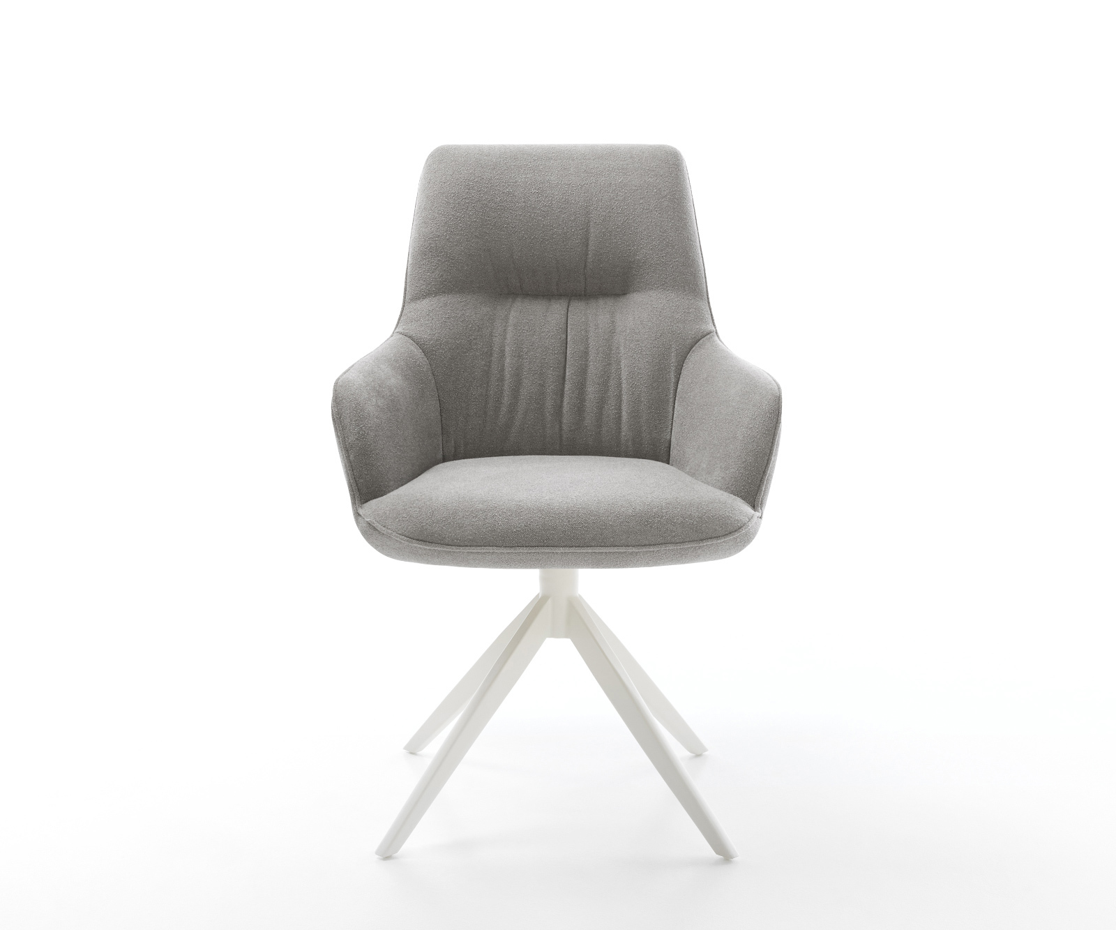 Jedálenská stolička Zelia-Flex s opierkami texturovaná látka mäkká sivá krížová podstava široká biela otočný o 360° hojdacia funkcia vrecková pružina - Image 2