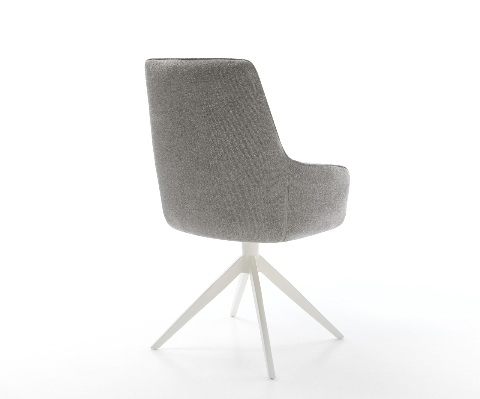 Jedálenská stolička Zelia-Flex s opierkami texturovaná látka mäkká sivá krížová podstava široká biela otočný o 360° hojdacia funkcia vrecková pružina - Image 5