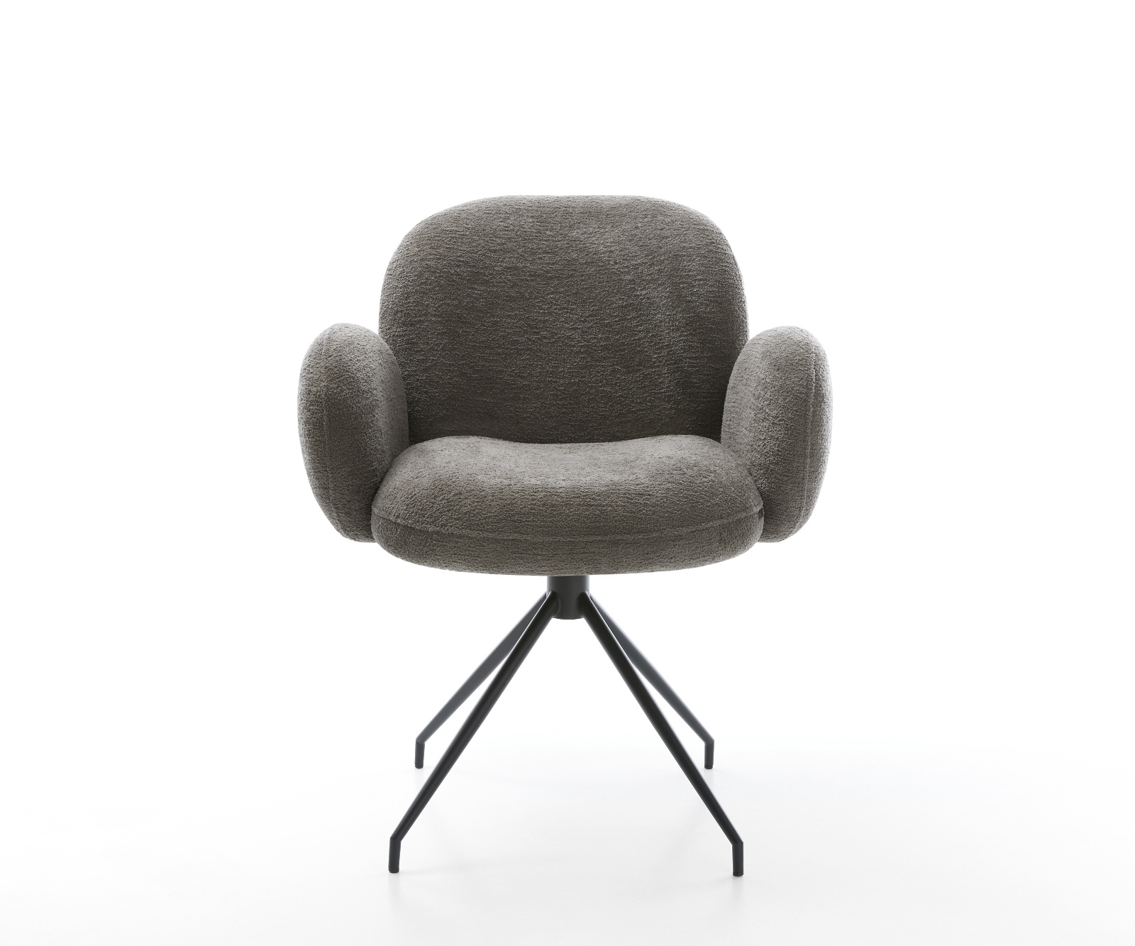 Jedálenská stolička Nube-Flex s opierkami bouclé mäkký tmavobéžová krížová podstava zúžená čierna vrecková pružina - Image 2