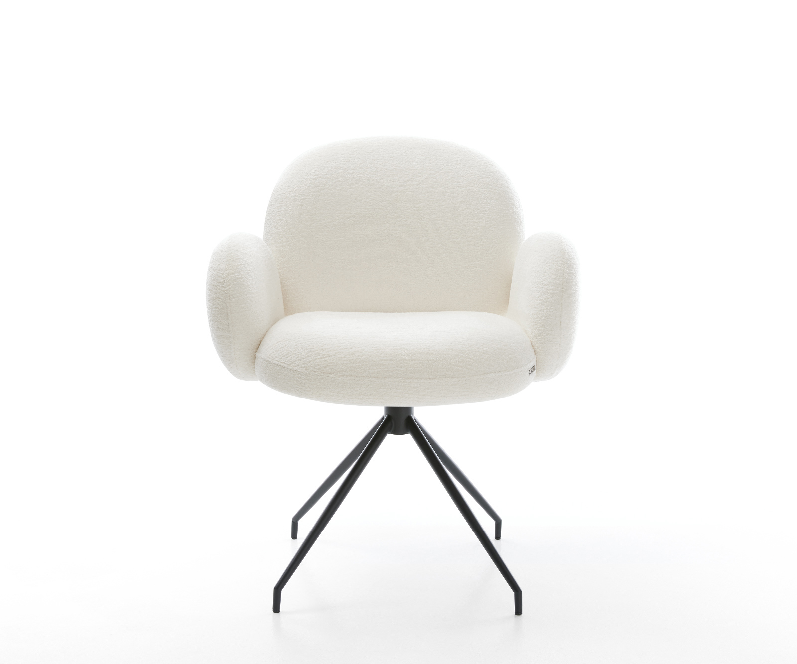 Jedálenská stolička Nube-Flex s opierkami bouclé mäkký béžová krížová podstava zúžená čierna vrecková pružina - Image 2