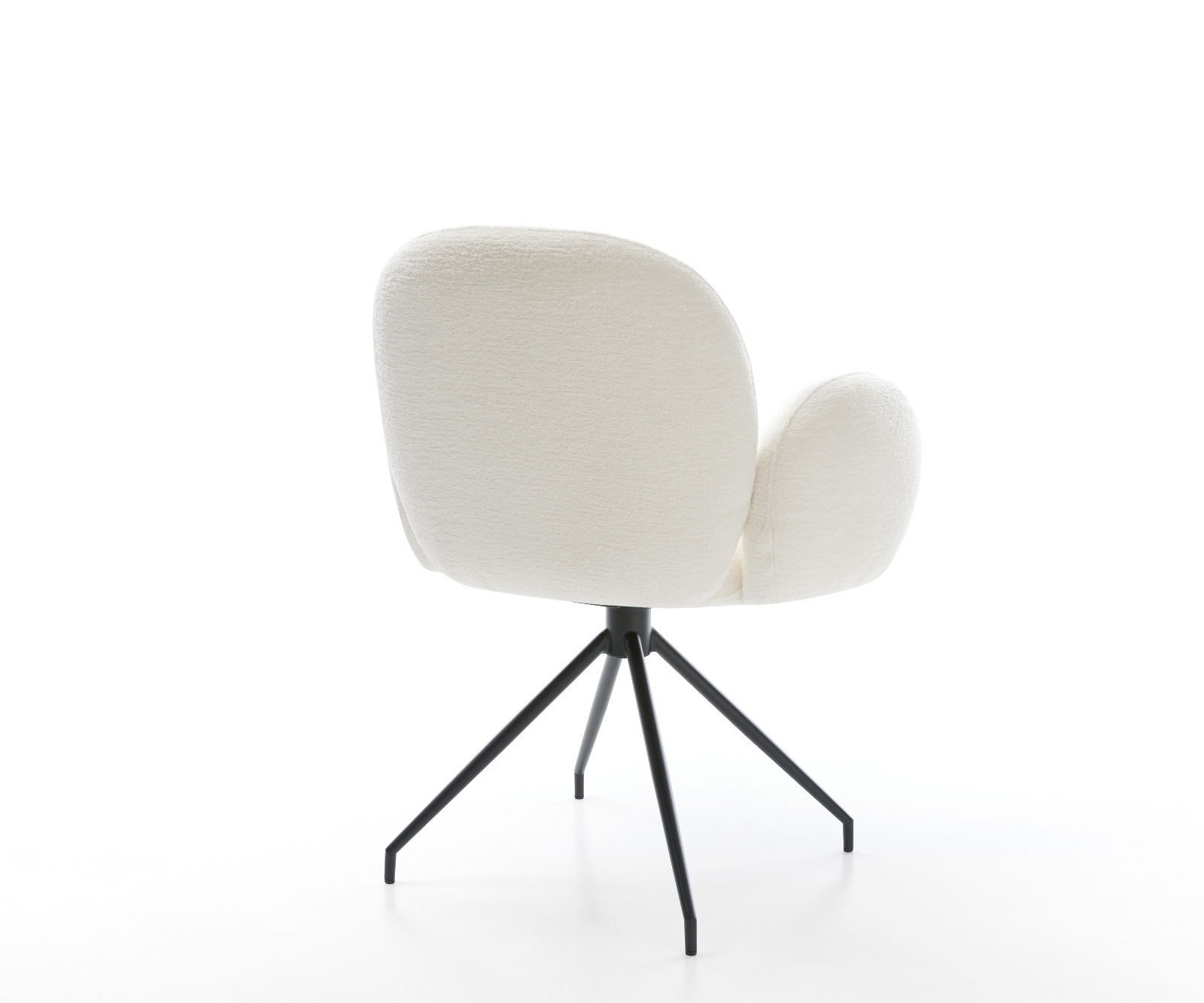 Jedálenská stolička Nube-Flex s opierkami bouclé mäkký béžová krížová podstava zúžená čierna vrecková pružina - Image 5