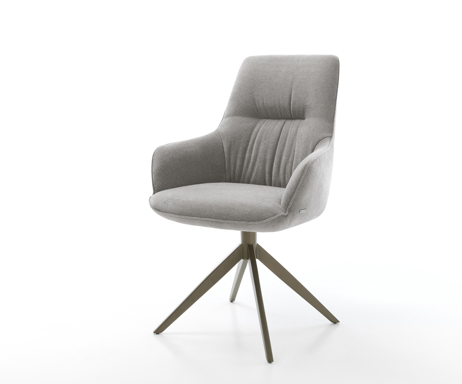 Jedálenská stolička Zelia-Flex s opierkami texturovaná látka mäkká sivá krížová podstava široká titánová farba 360° otočná kolískacia funkcia vrecková pružina