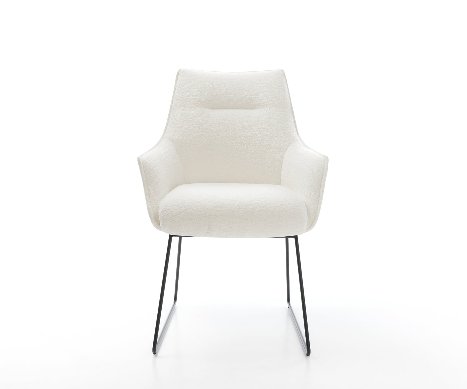 Jedálenská stolička Alja-Flex s opierkami bouclé mäkký béžová tenká podstava čierna vrecková pružina - Image 2