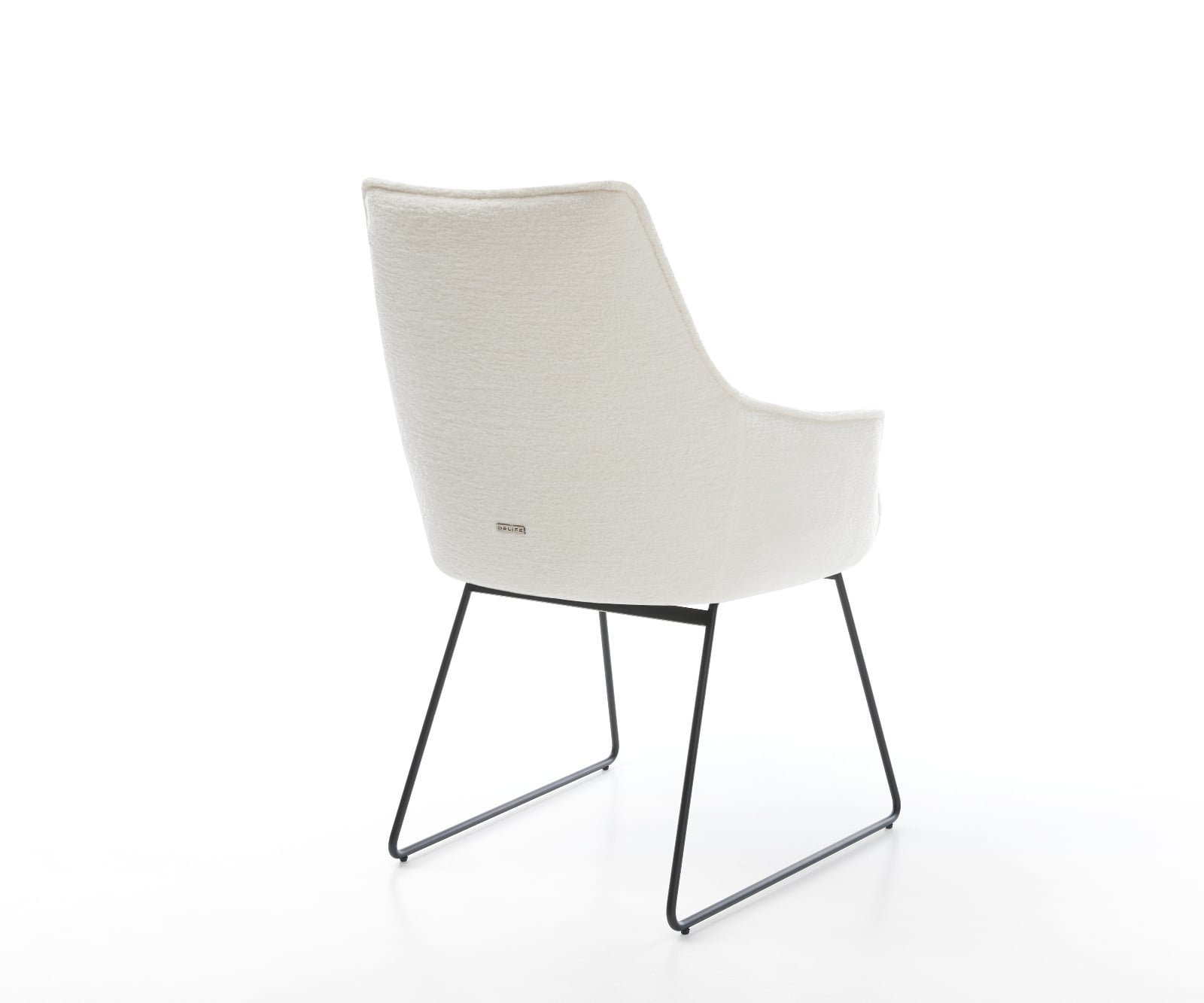 Jedálenská stolička Alja-Flex s opierkami bouclé mäkký béžová tenká podstava čierna vrecková pružina - Image 5