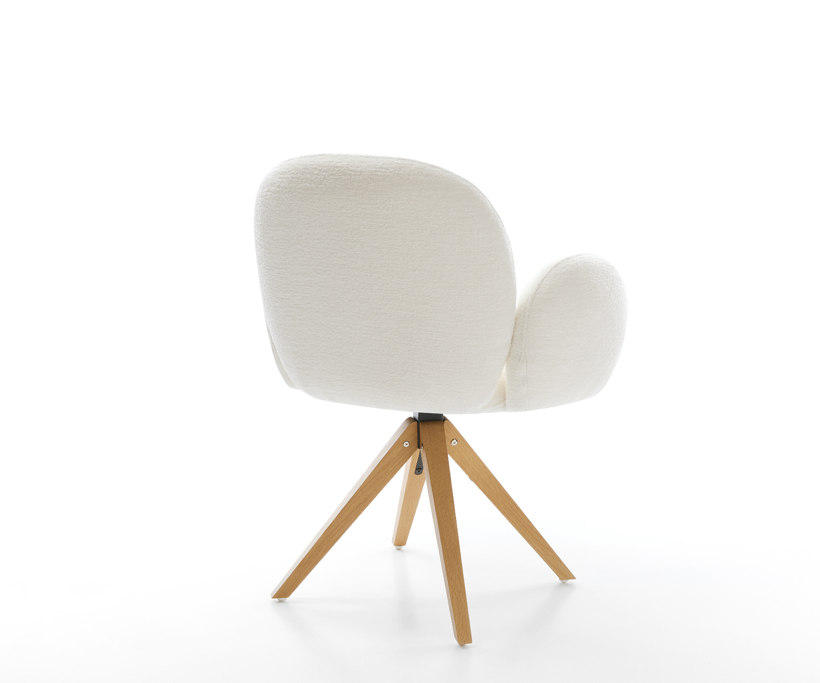 Jedálenská stolička Nube-Flex s opierkami bouclé mäkký béžová drevená podstava hranatá prírodná 180° otočný vrecková pružina - Image 5