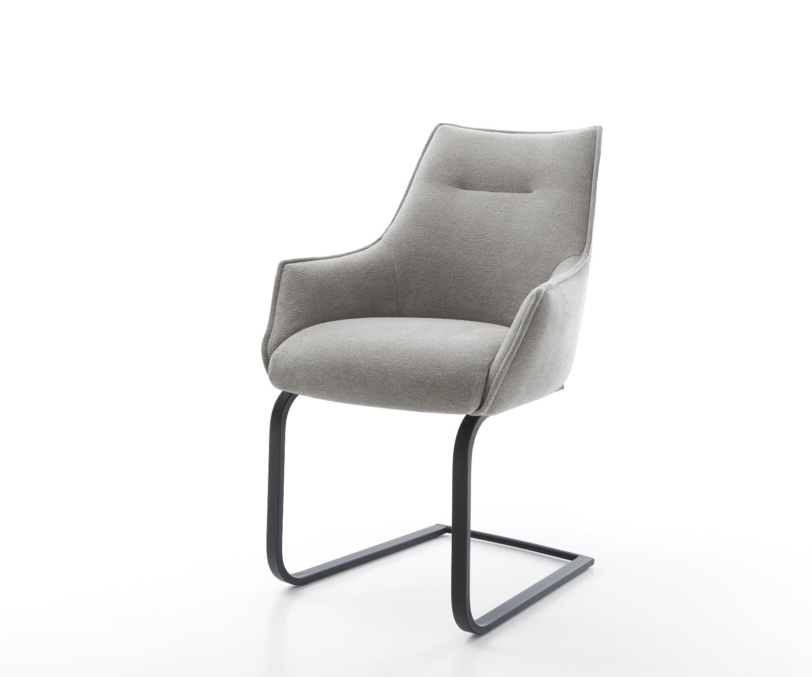 Konzolová jedálenská stolička Alja-Flex s opierkami texturovaná látka mäkký sivá konzolová jedálenská stolička plochá čierna vrecková pružina