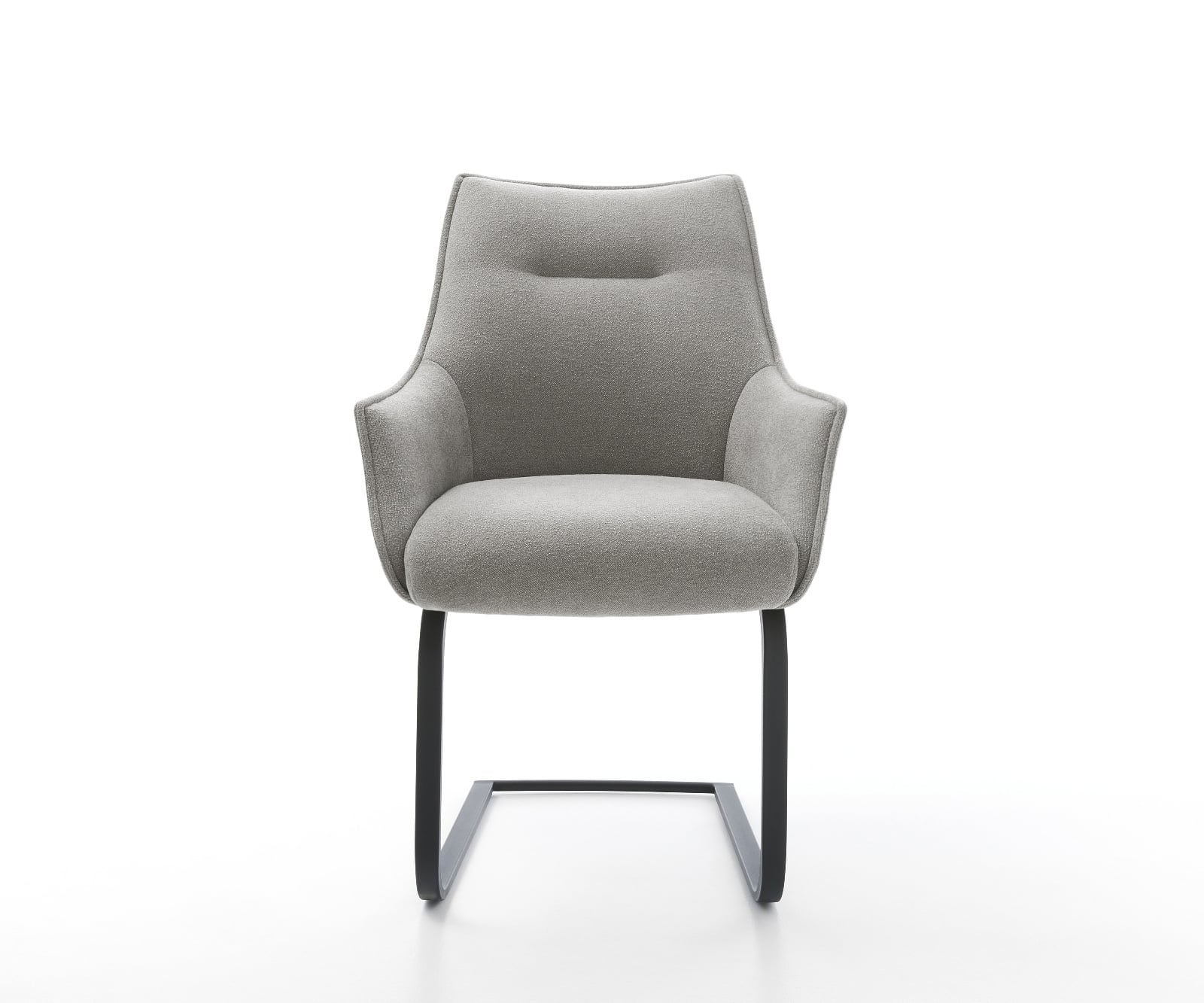 Konzolová jedálenská stolička Alja-Flex s opierkami texturovaná látka mäkký sivá konzolová jedálenská stolička plochá čierna vrecková pružina - Image 2