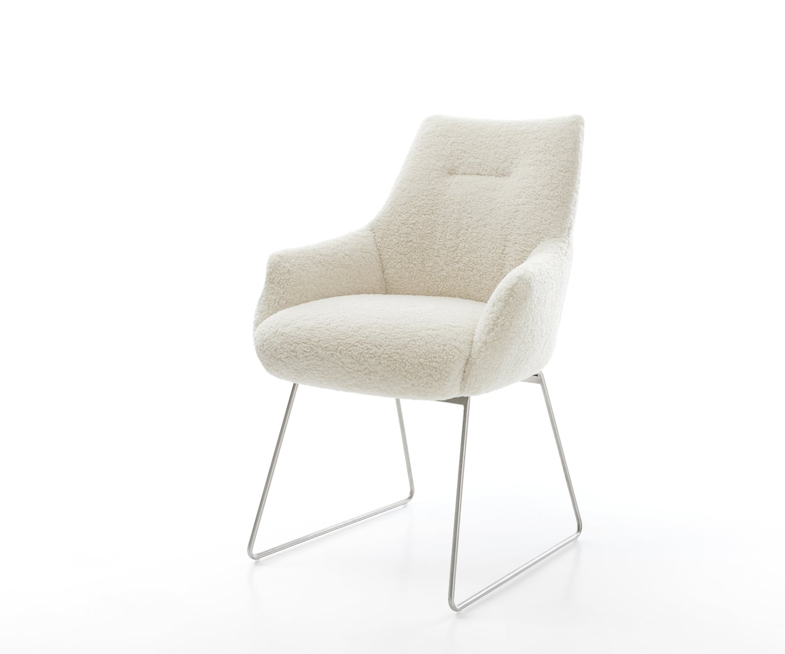 Jedálenská stolička Alja-Flex s opierkami teddy látka béžová tenká podstava nerezová oceľ vrecková pružina