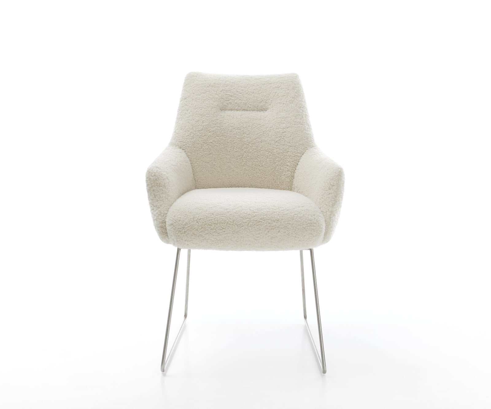 Jedálenská stolička Alja-Flex s opierkami teddy látka béžová tenká podstava nerezová oceľ vrecková pružina - Image 2