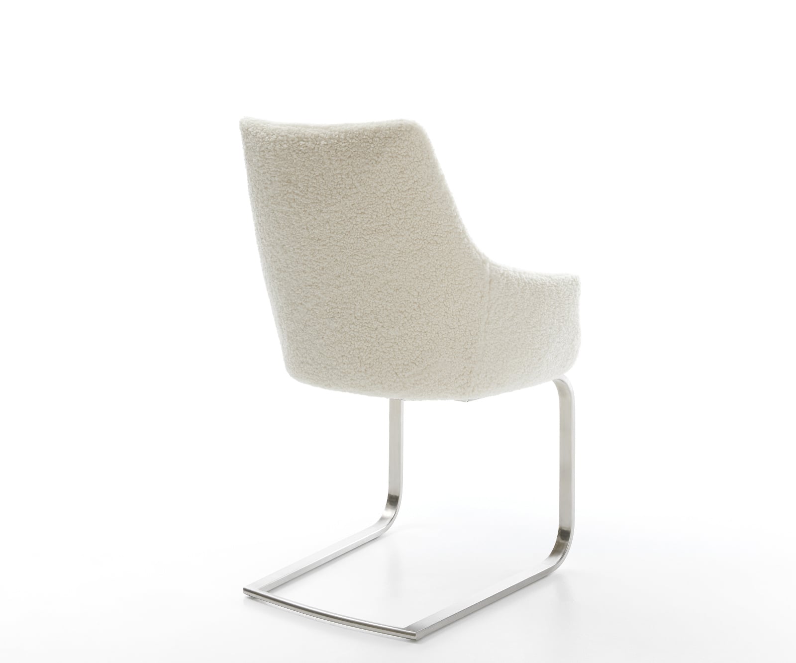 Konzolová jedálenská stolička Alja-Flex s opierkami teddy látka béžová konzolová jedálenská stolička plochá nerezová oceľ vrecková pružina - Image 5