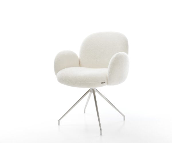 Jedálenská stolička Nube-Flex s opierkami bouclé mäkký béžová krížová podstava zúžená nerezová oceľ vrecková pružina