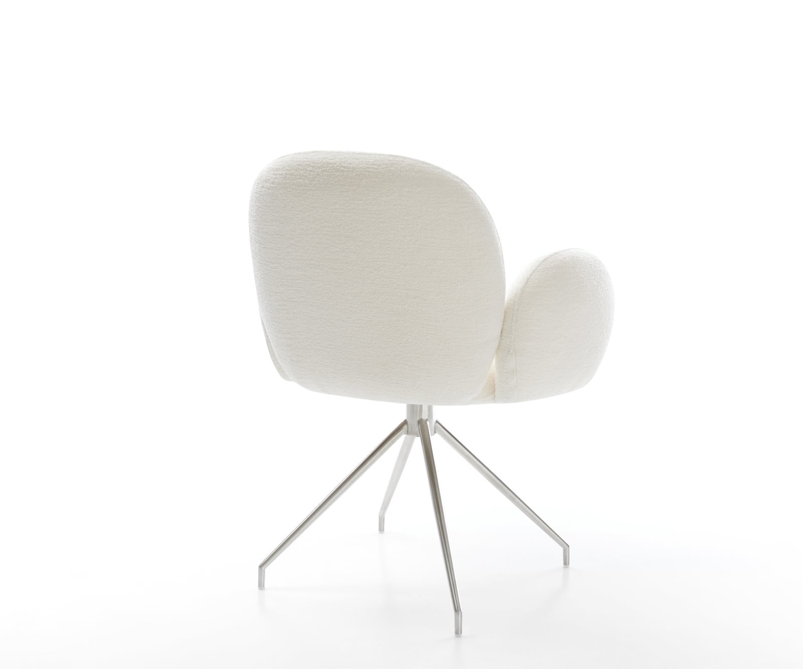 Jedálenská stolička Nube-Flex s opierkami bouclé mäkký béžová krížová podstava zúžená nerezová oceľ vrecková pružina - Image 5