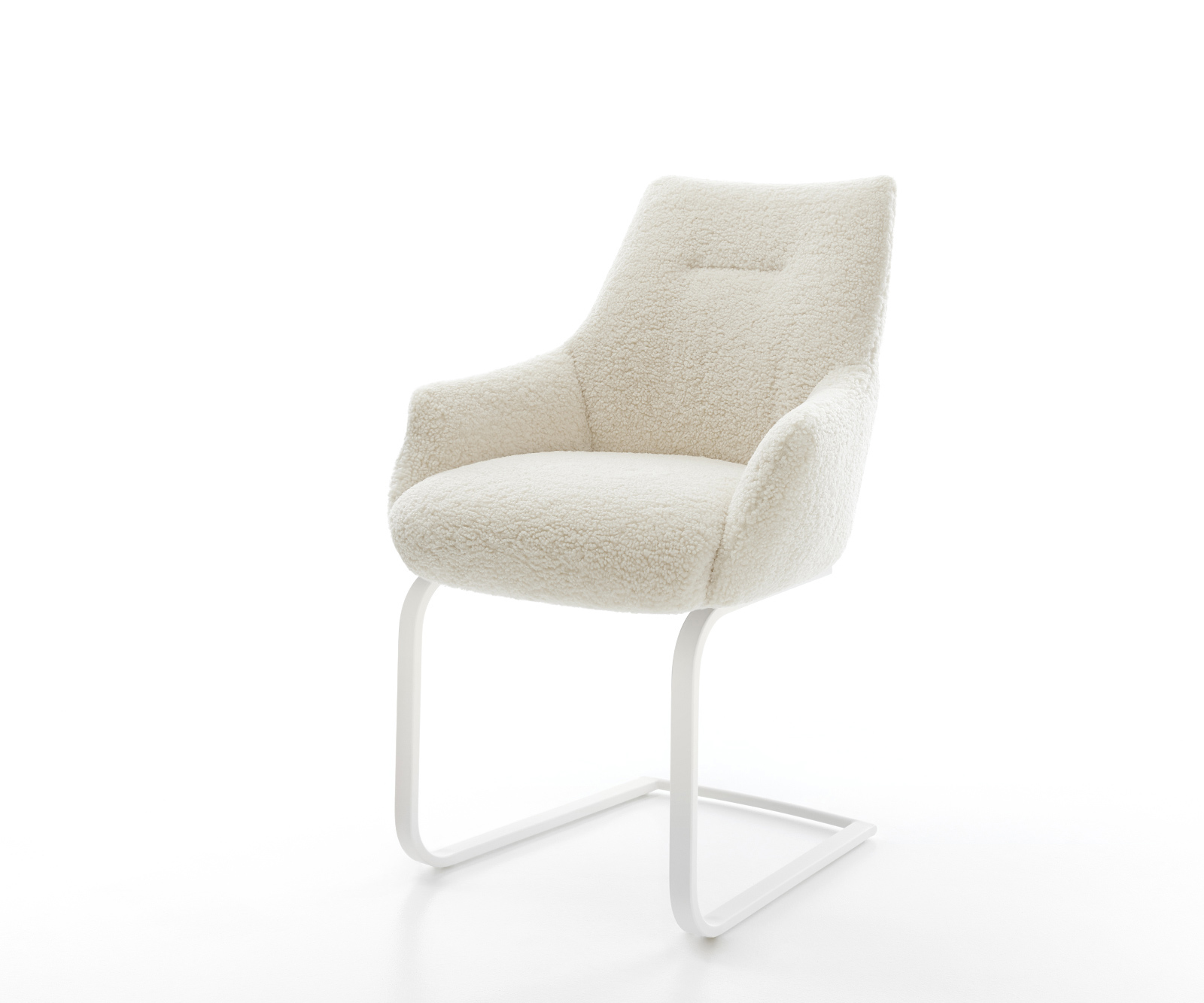 Konzolová jedálenská stolička Alja-Flex s opierkami teddy látka béžová konzolová jedálenská stolička plochá biela vrecková pružina