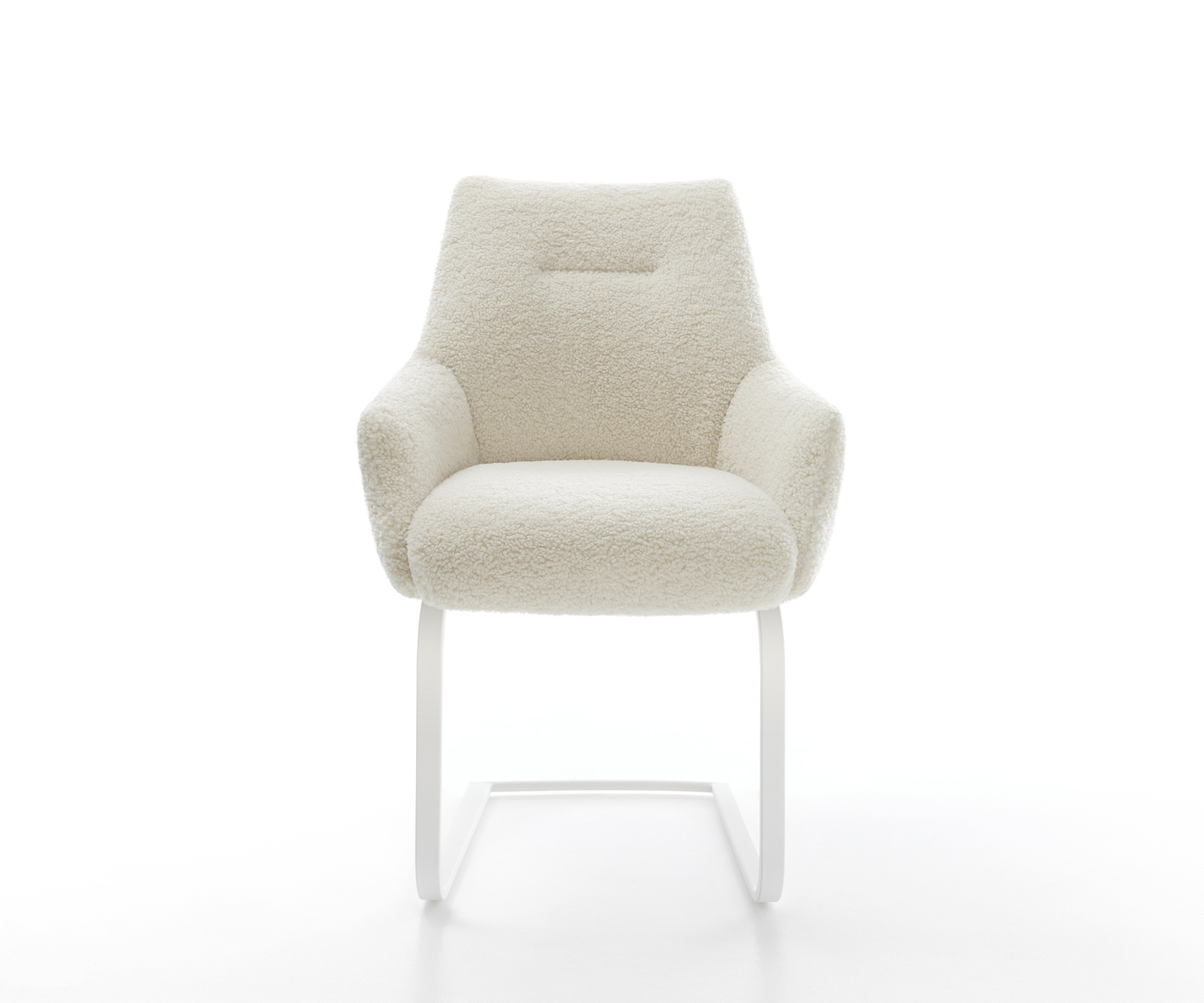 Konzolová jedálenská stolička Alja-Flex s opierkami teddy látka béžová konzolová jedálenská stolička plochá biela vrecková pružina - Image 2