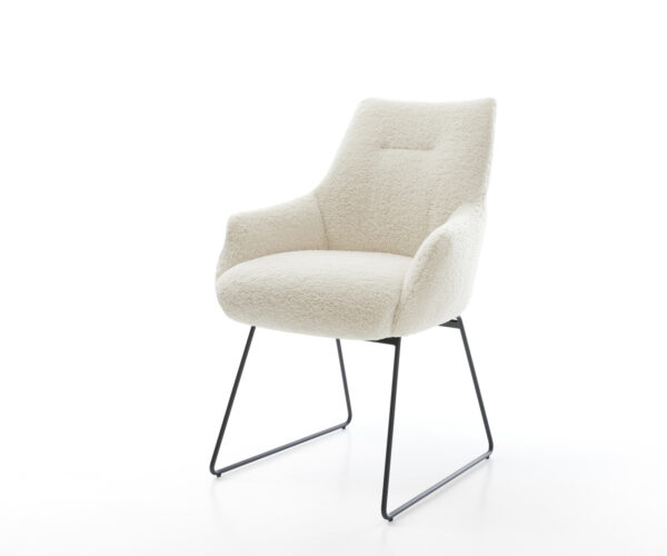 Jedálenská stolička Alja-Flex s opierkami teddy látka béžová tenká podstava čierna vrecková pružina