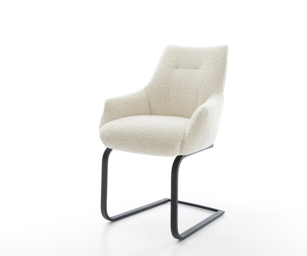 Konzolová jedálenská stolička Alja-Flex s opierkami teddy látka béžová konzolová jedálenská stolička plochá čierna vrecková pružina