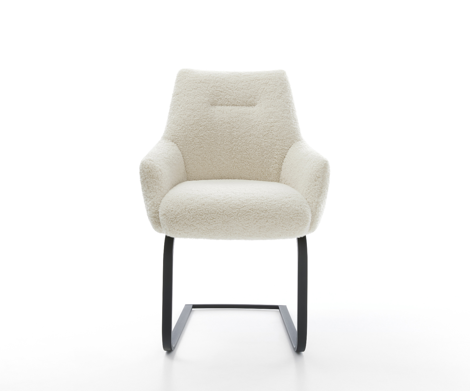 Konzolová jedálenská stolička Alja-Flex s opierkami teddy látka béžová konzolová jedálenská stolička plochá čierna vrecková pružina - Image 2